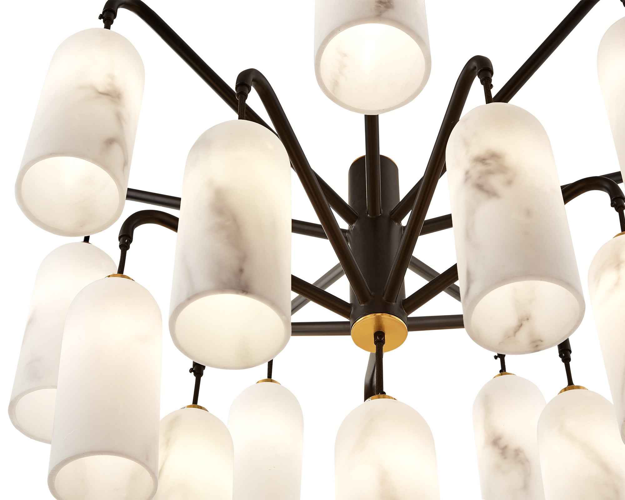 Amatti Chandelier - Alabaster Effect, Black & Brass
