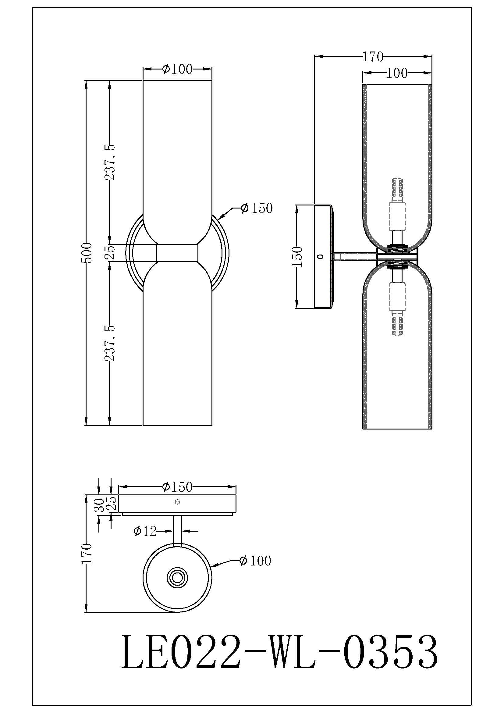 Pawson Wall Light - White, Black & Brass