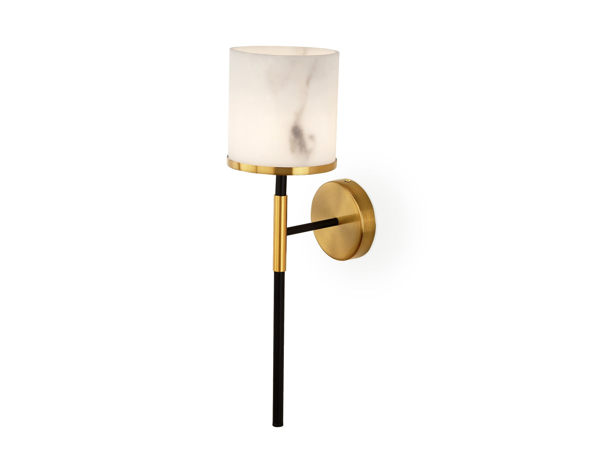 Callum Wall Light - Alabaster Effect, Brass & Black