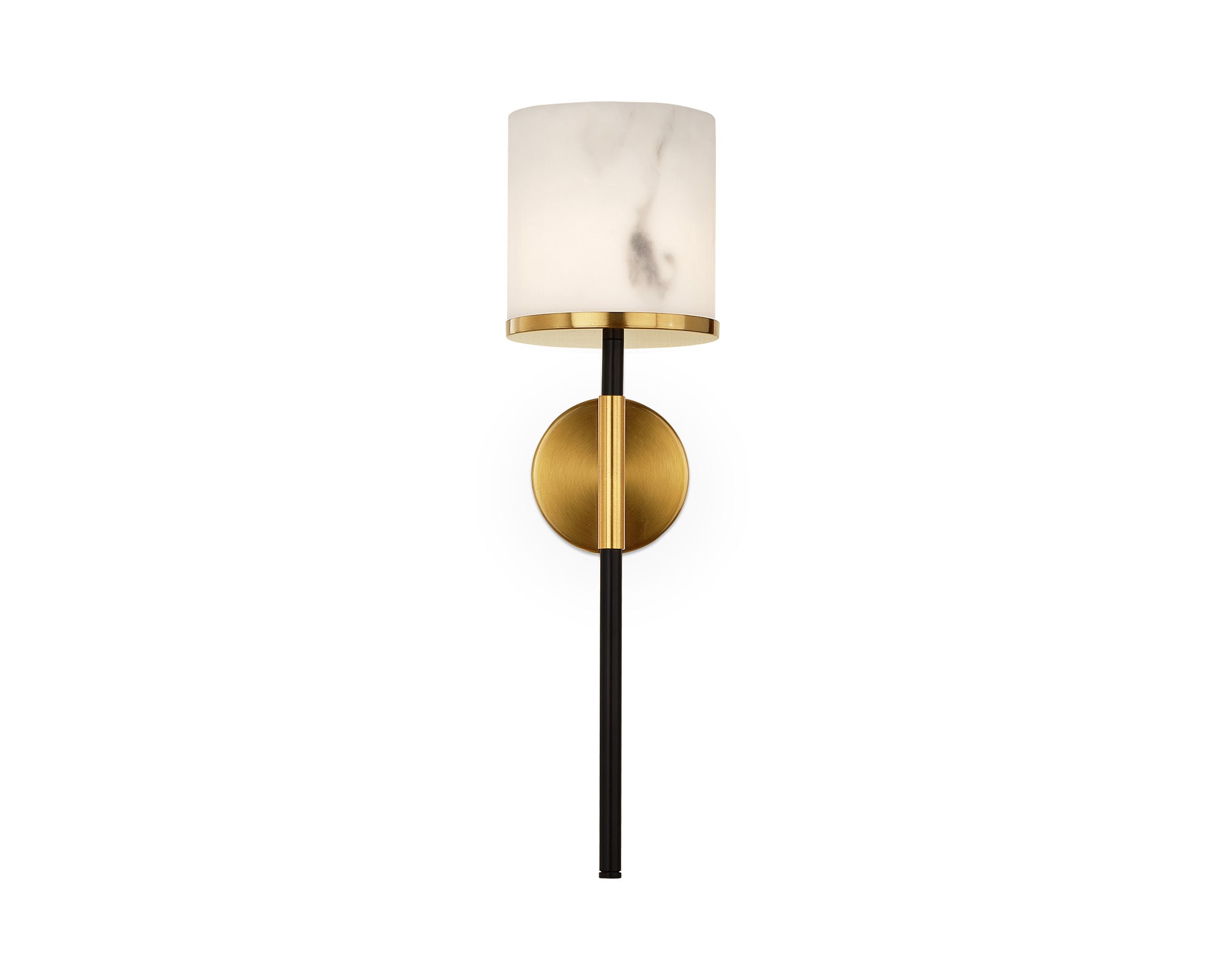 Callum Wall Light - Alabaster Effect, Brass & Black