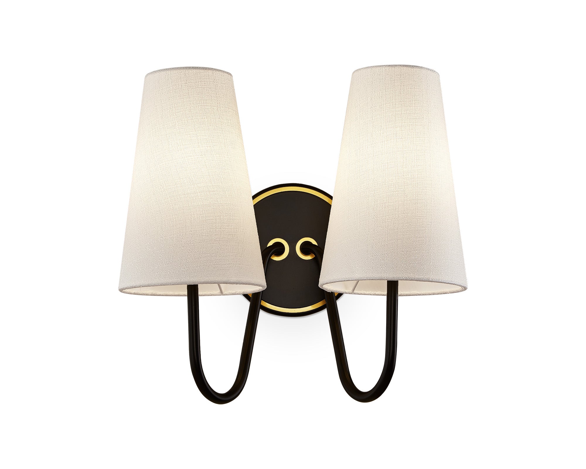 Gildan Wall Light - White, Black & Brass