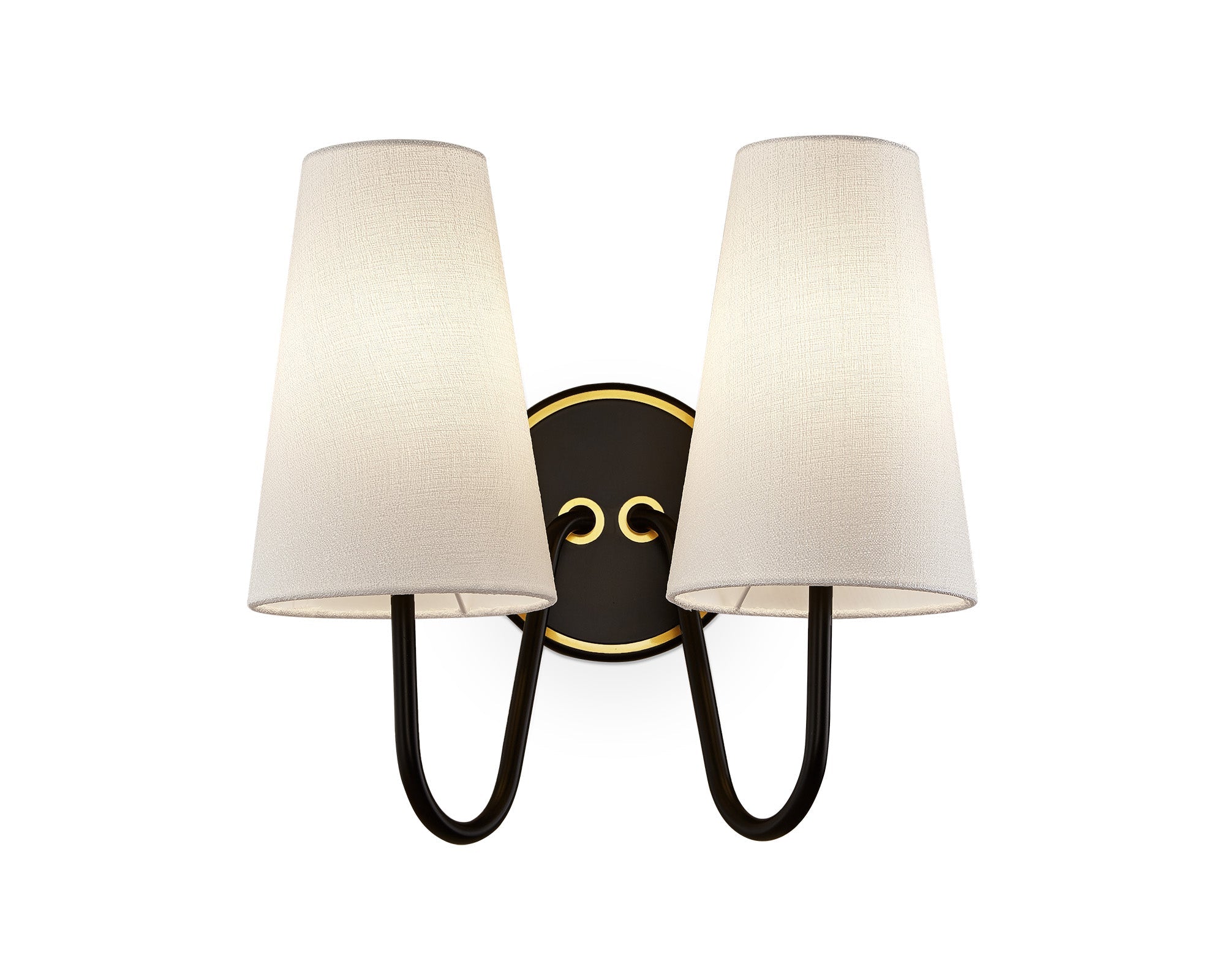 Gildan Wall Light - White, Black & Brass