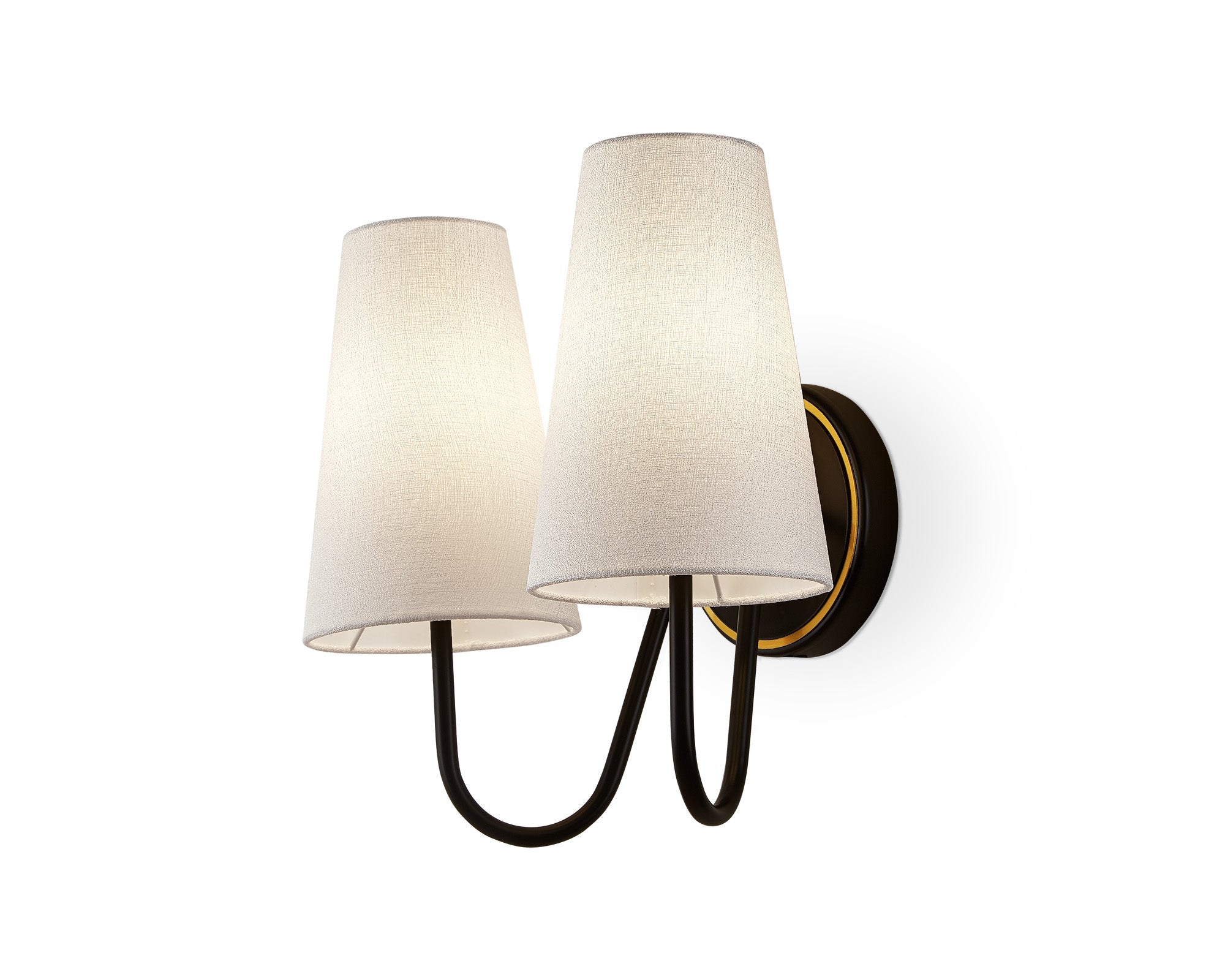 Gildan Wall Light - White, Black & Brass