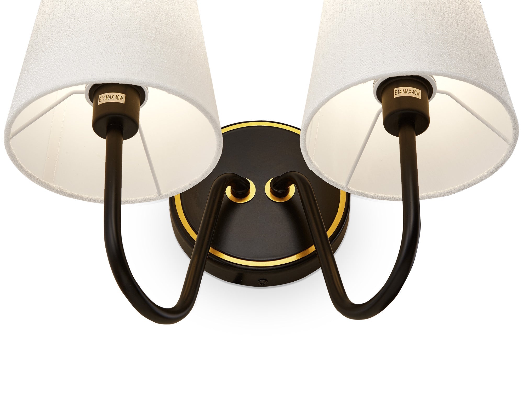 Gildan Wall Light - White, Black & Brass