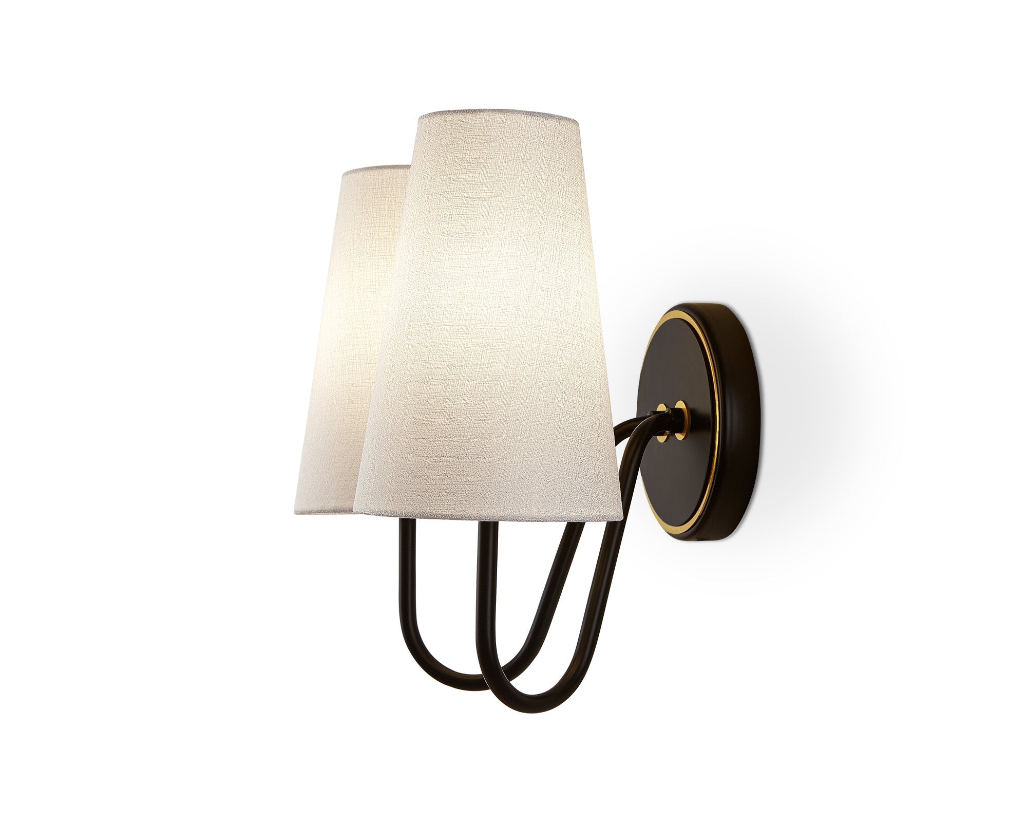 Gildan Wall Light - White, Black & Brass