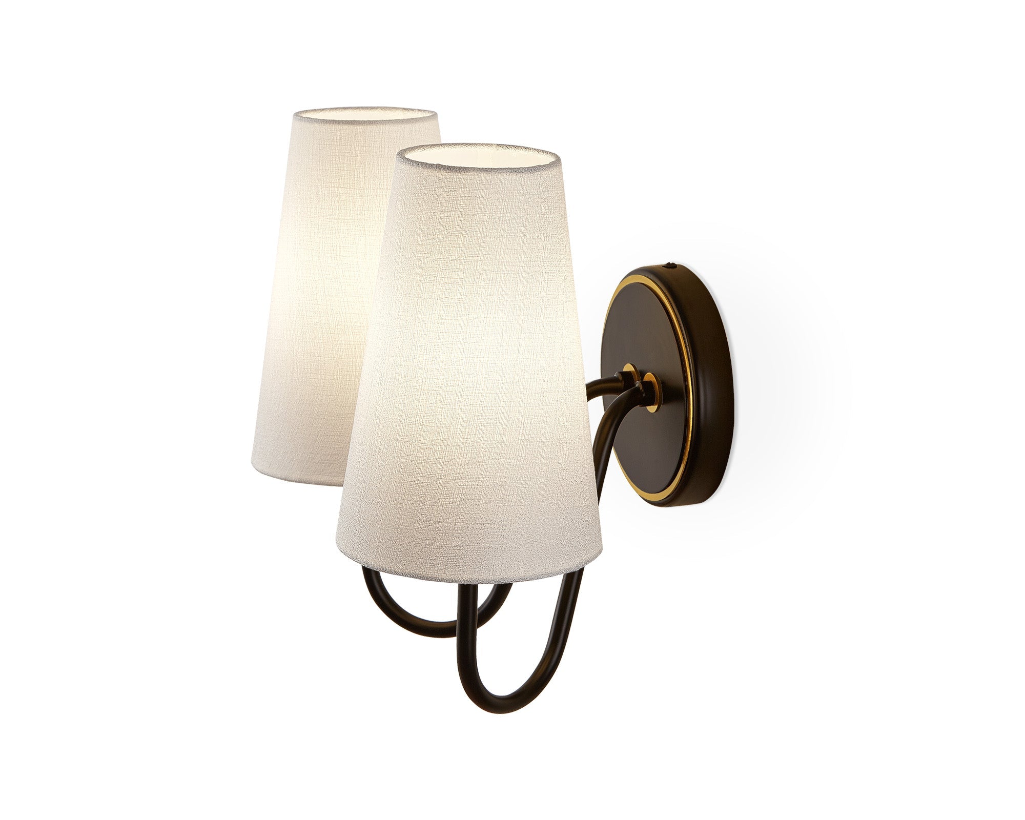 Gildan Wall Light - White, Black & Brass