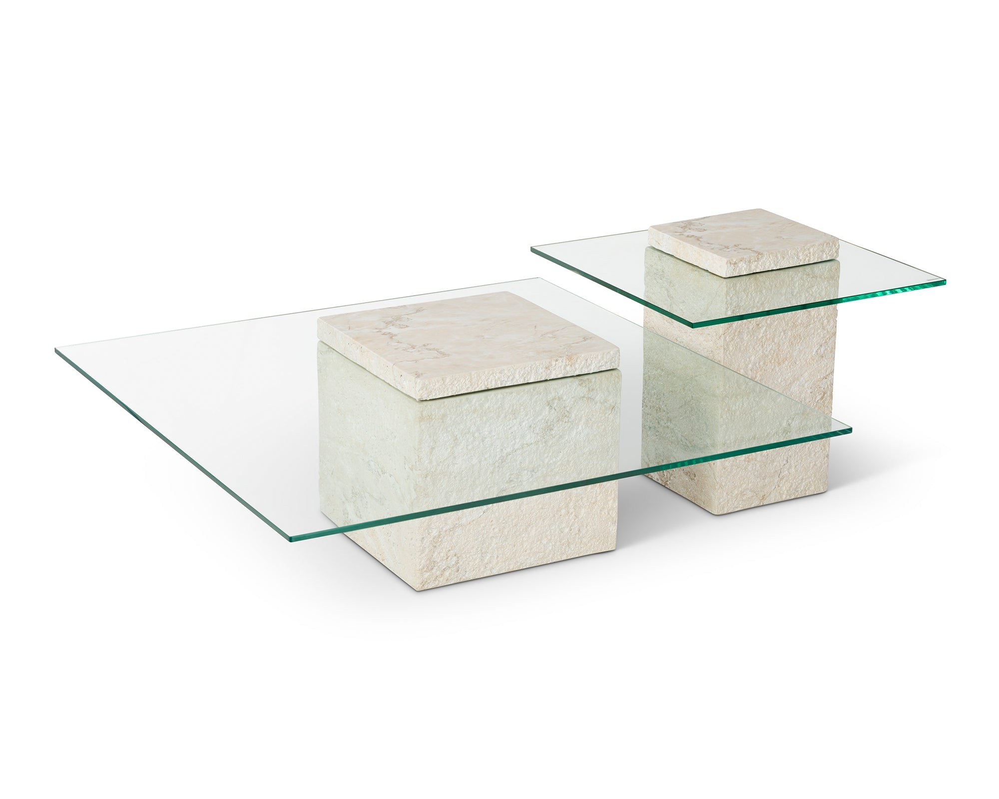 Rock Coffee Table  -  Beige Faux Marble