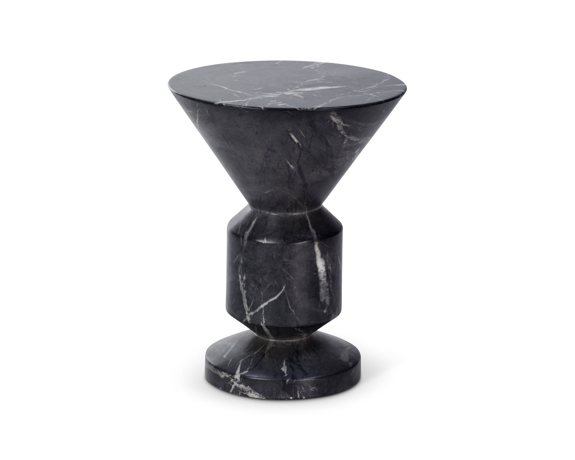 Argos Side Table  -  Black Marquina Faux Marble