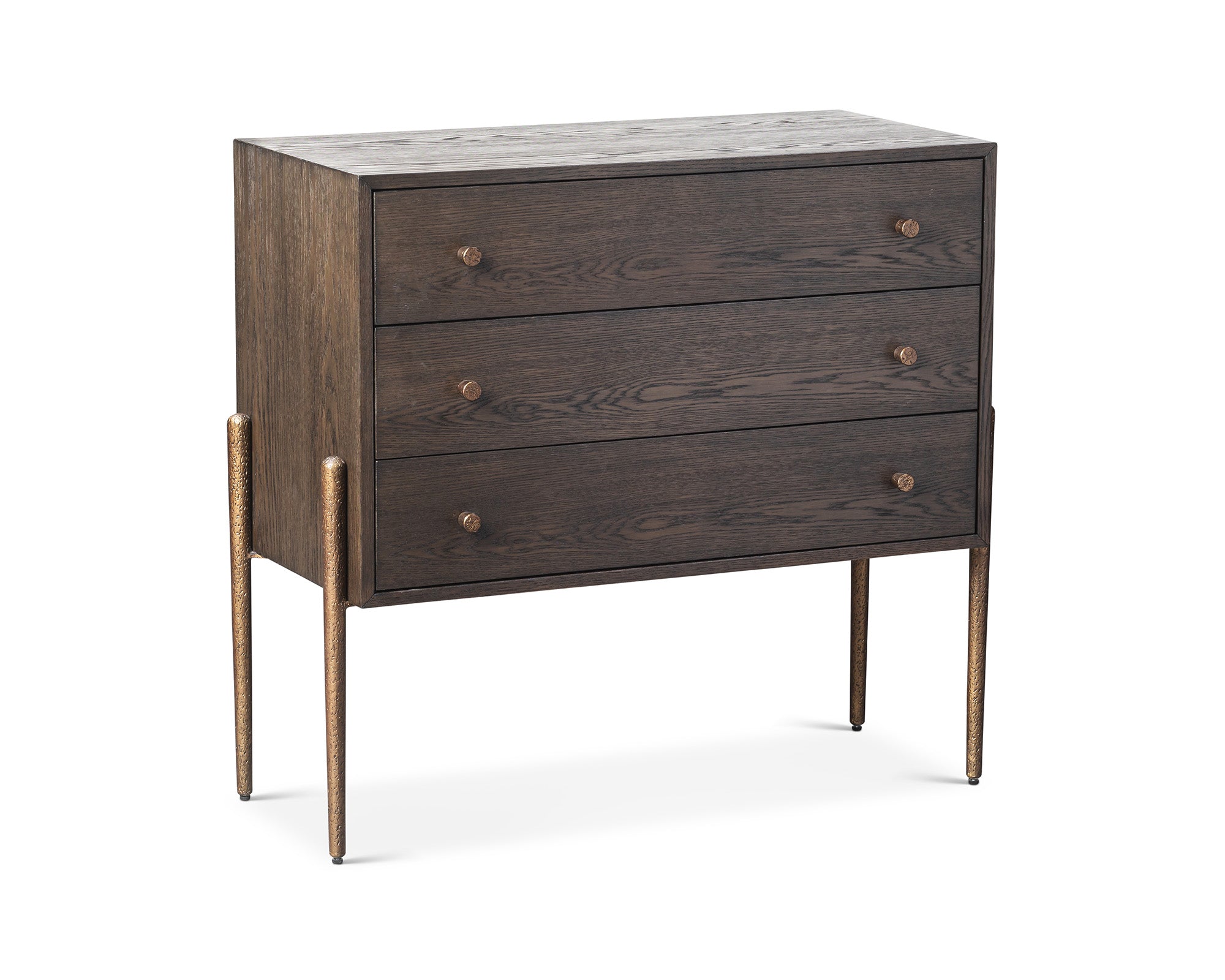 Nella Chest Of Drawer  -  Dark Brushed Brown & Hammered Dark Bronze