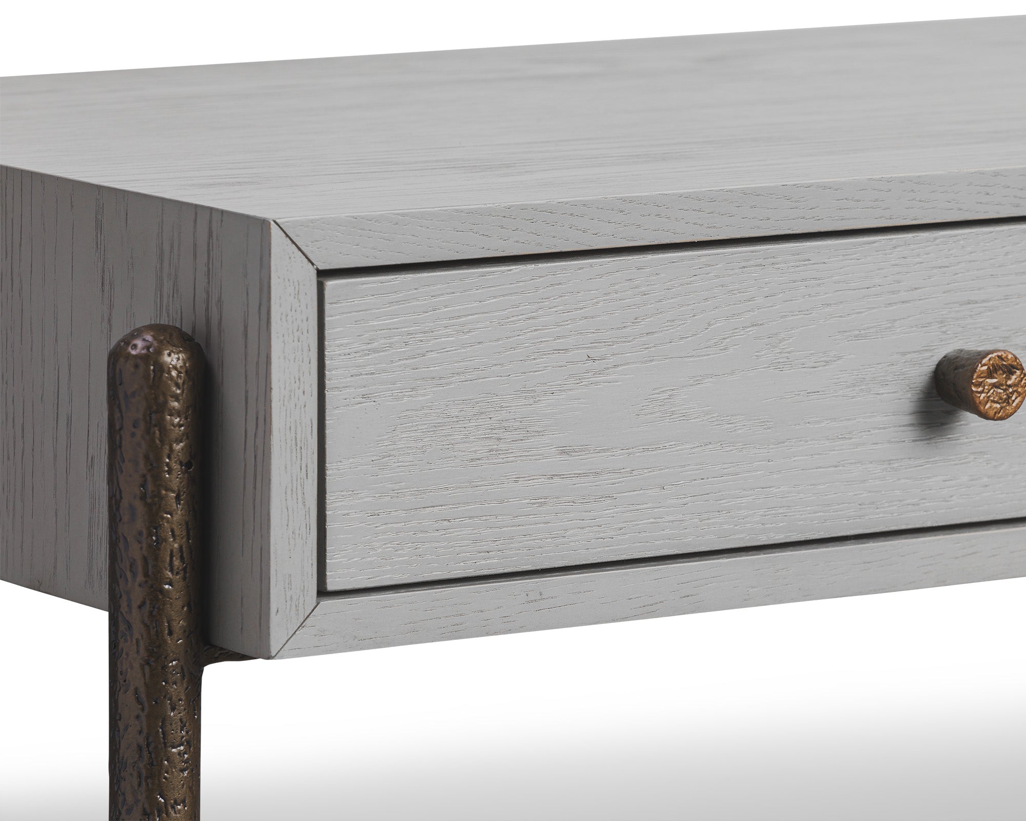 Nella Console Table - London Fog & Hammered Dark Bronze