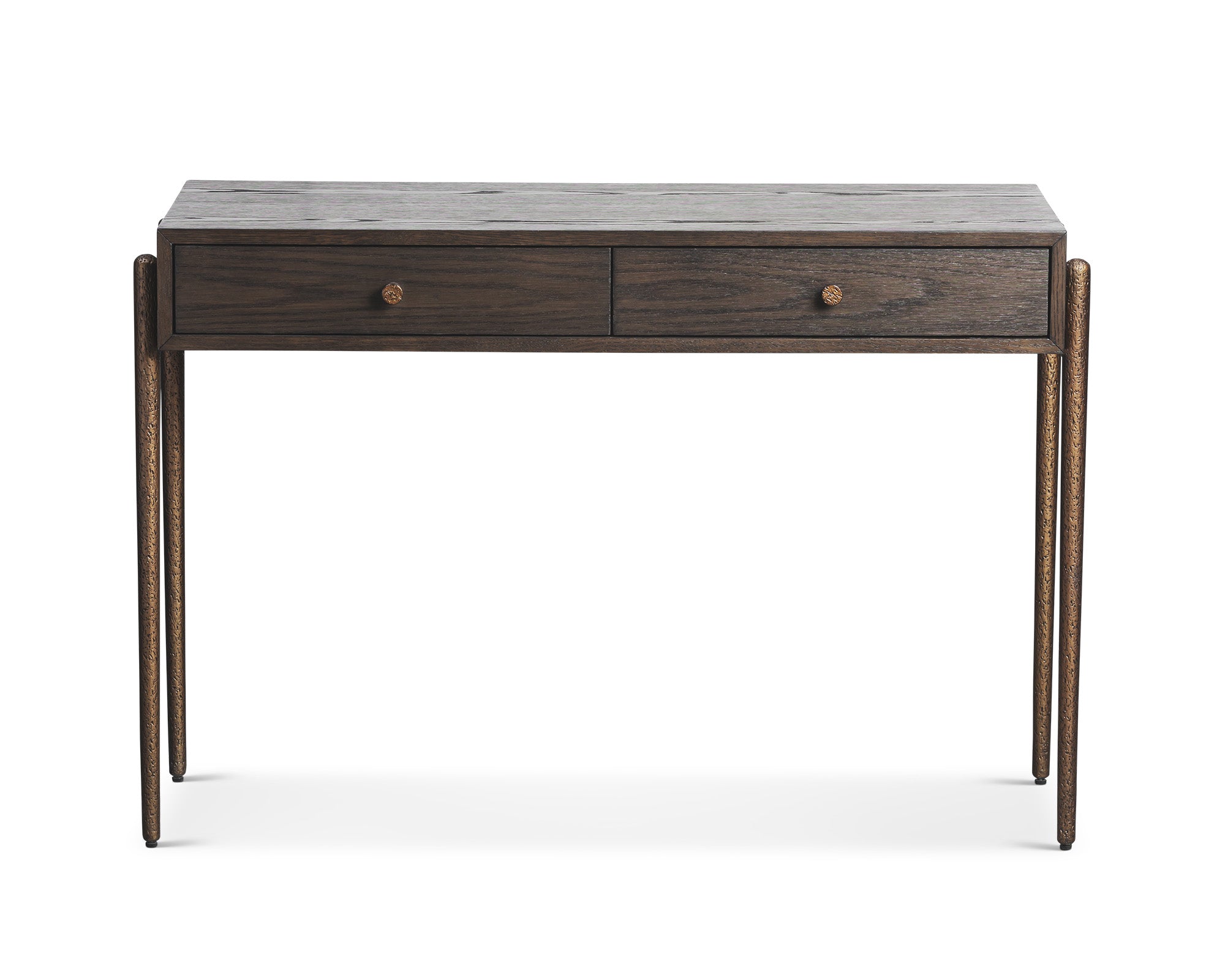 Nella Console Table  -  Dark Brushed Brown & Hammered Dark Bronze