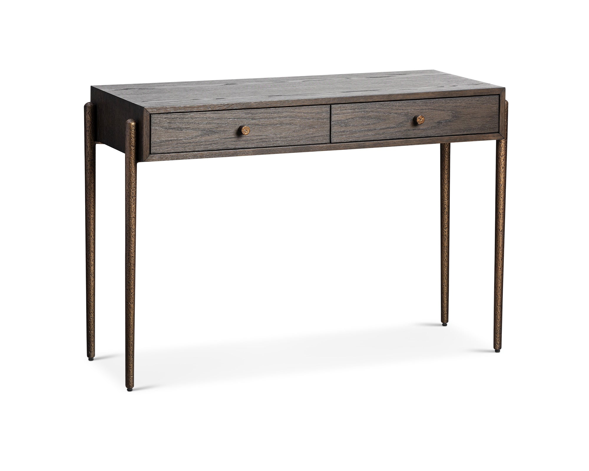 Nella Console Table  -  Dark Brushed Brown & Hammered Dark Bronze