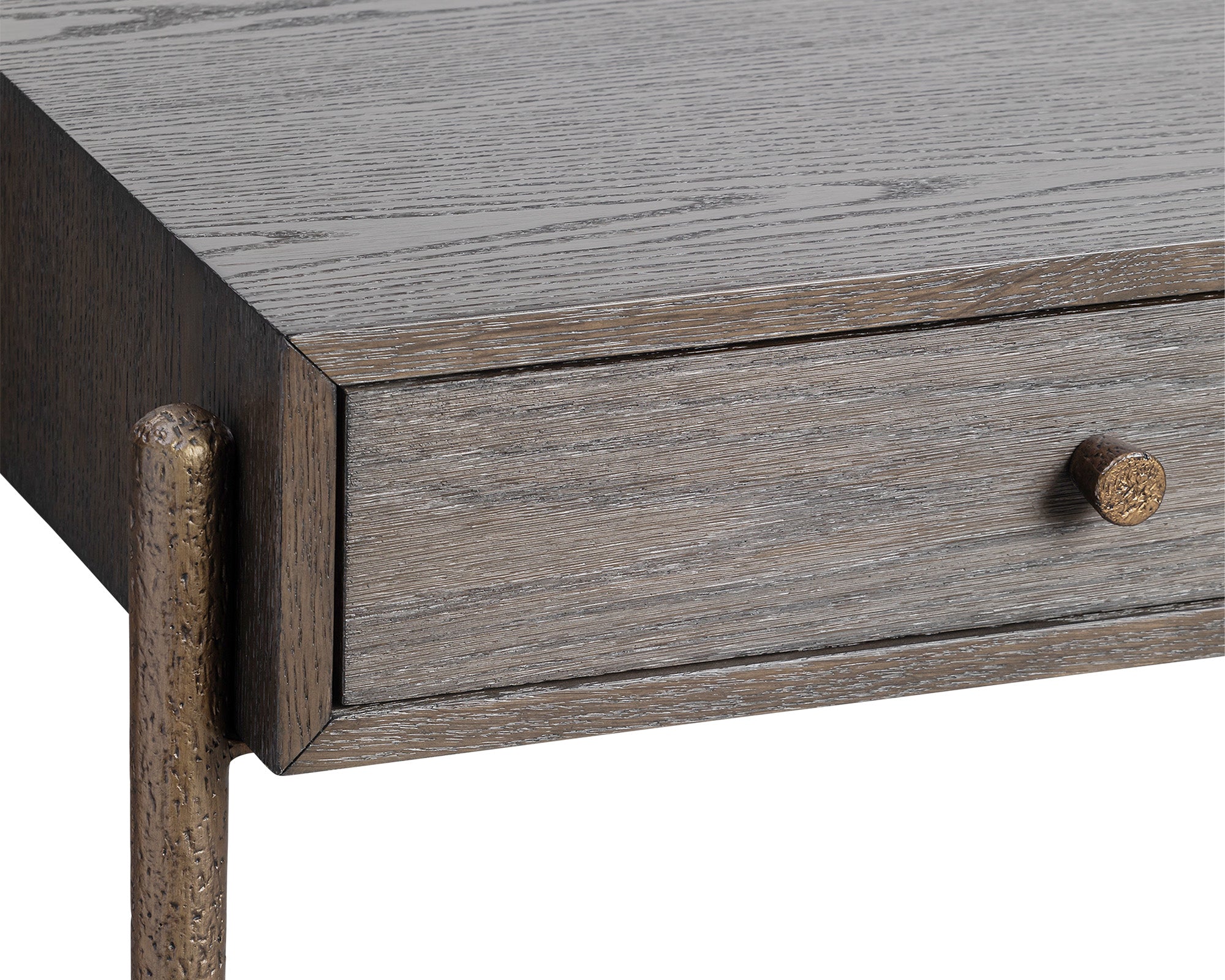 Nella Console Table  -  Dark Brushed Brown & Hammered Dark Bronze