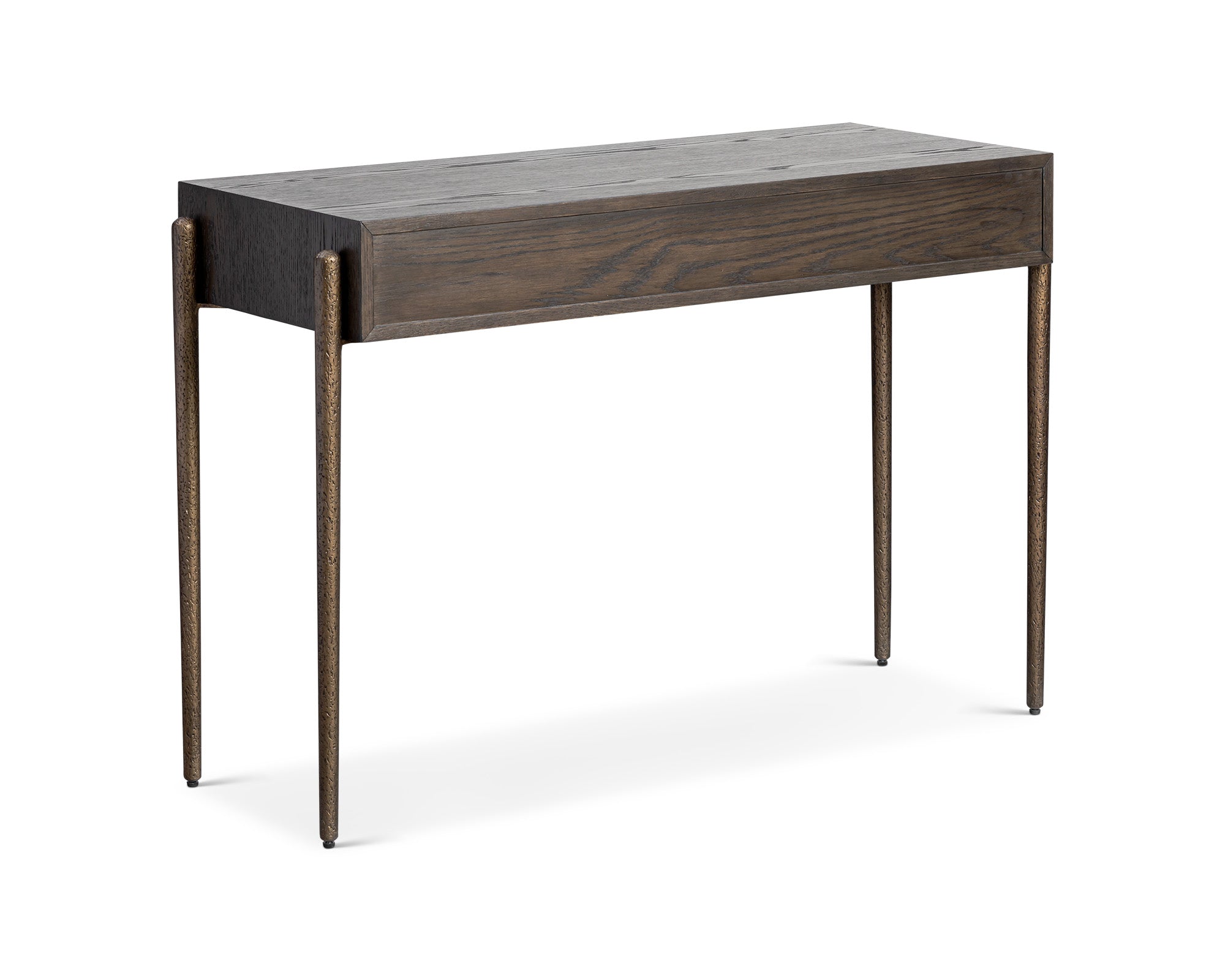 Nella Console Table  -  Dark Brushed Brown & Hammered Dark Bronze