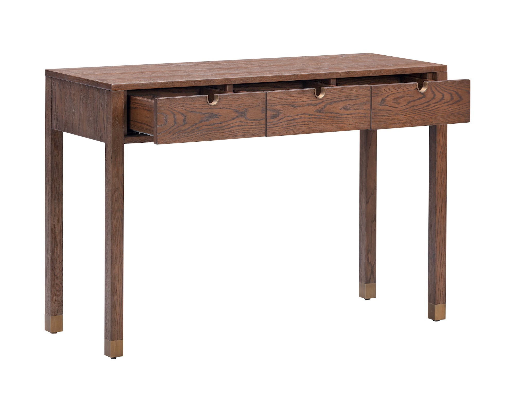 Alcudia Dressing Table - Dark Brown Oak/Antique Brass