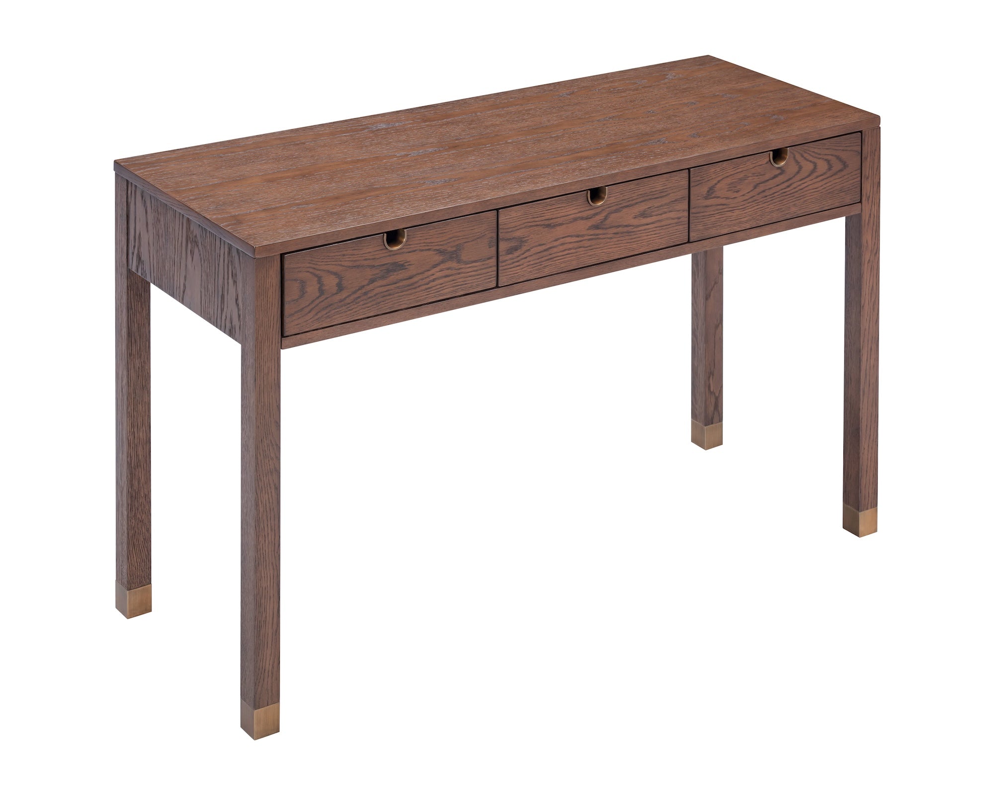 Alcudia Dressing Table - Dark Brown Oak/Antique Brass