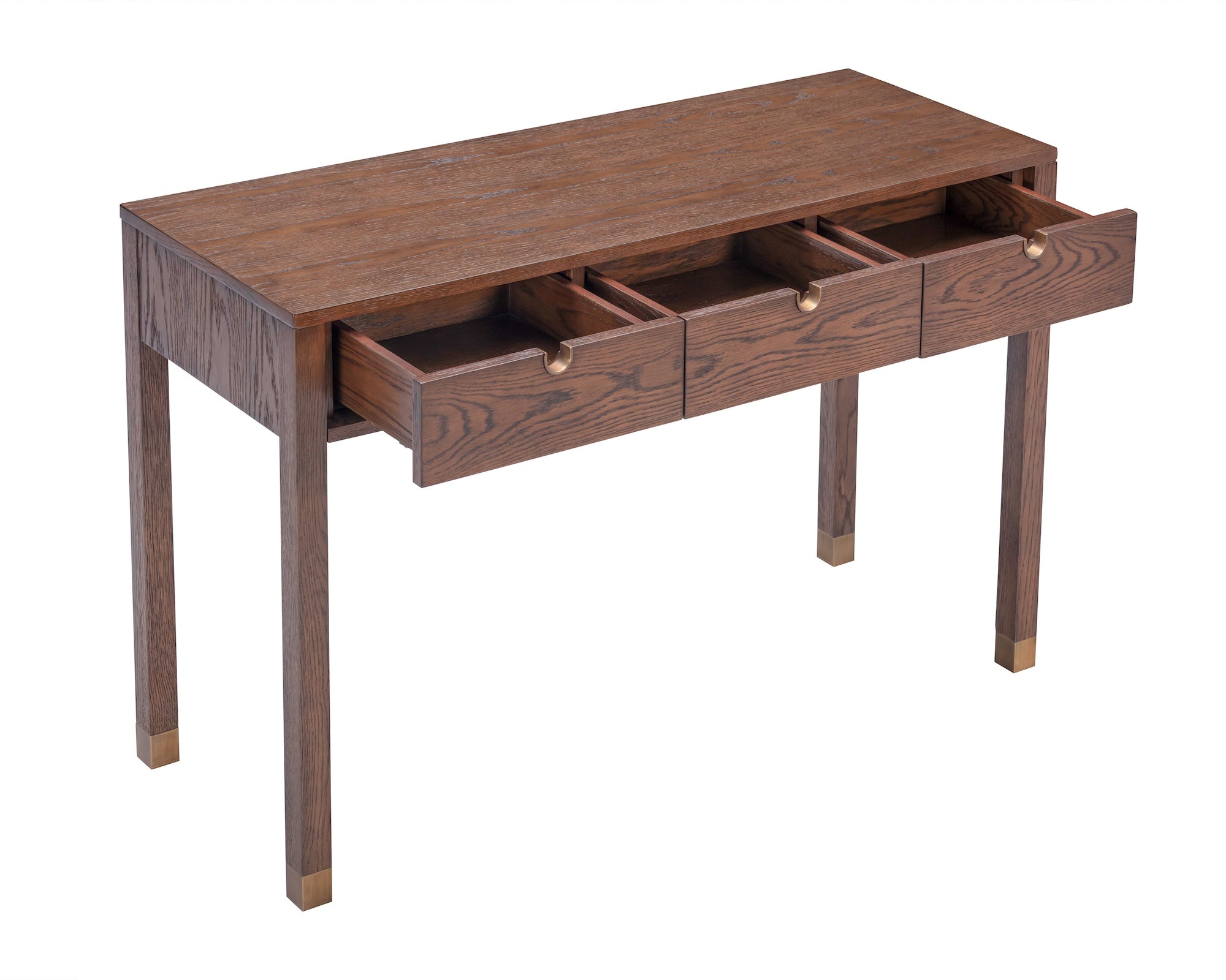 Alcudia Dressing Table - Dark Brown Oak/Antique Brass