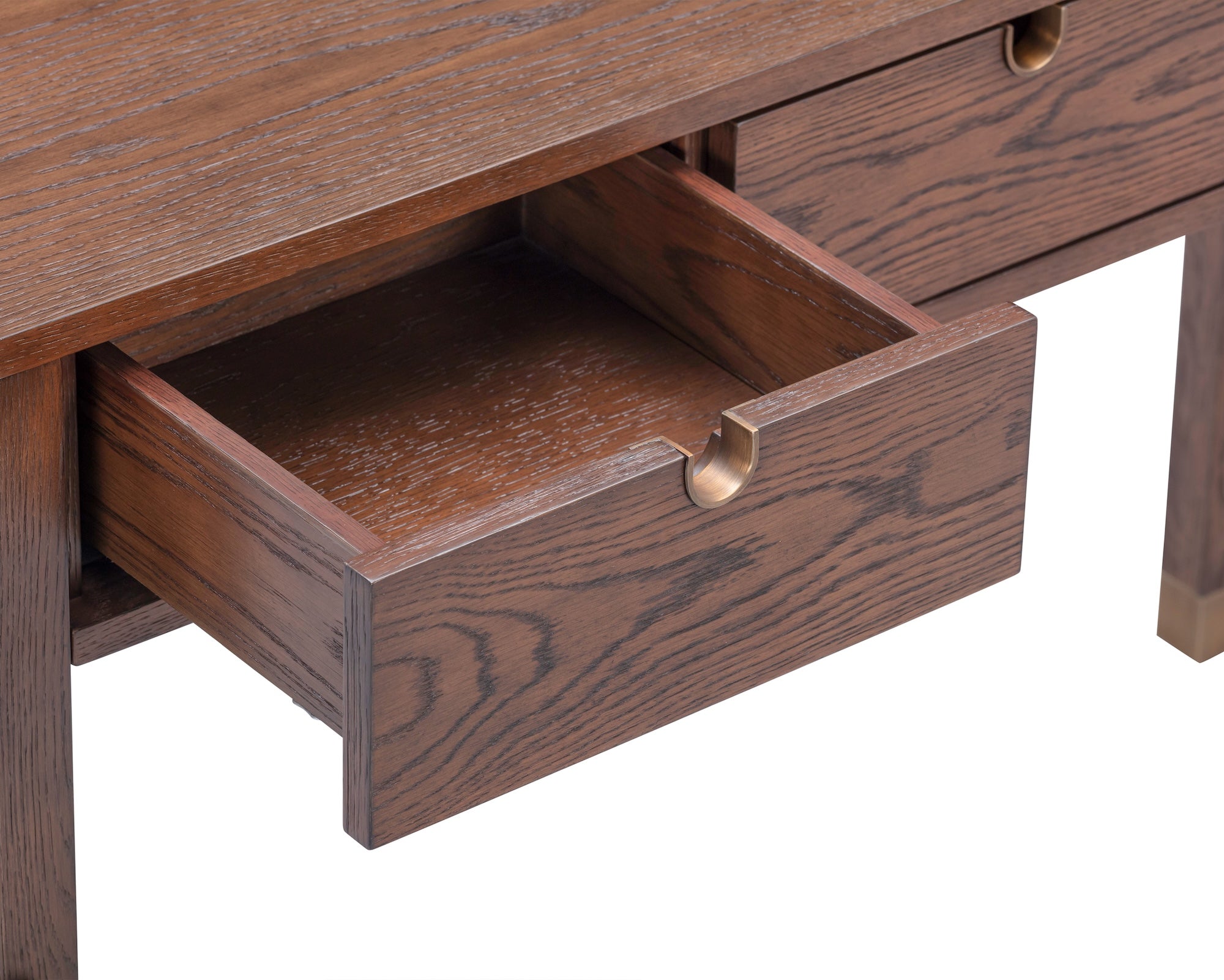 Alcudia Dressing Table - Dark Brown Oak/Antique Brass