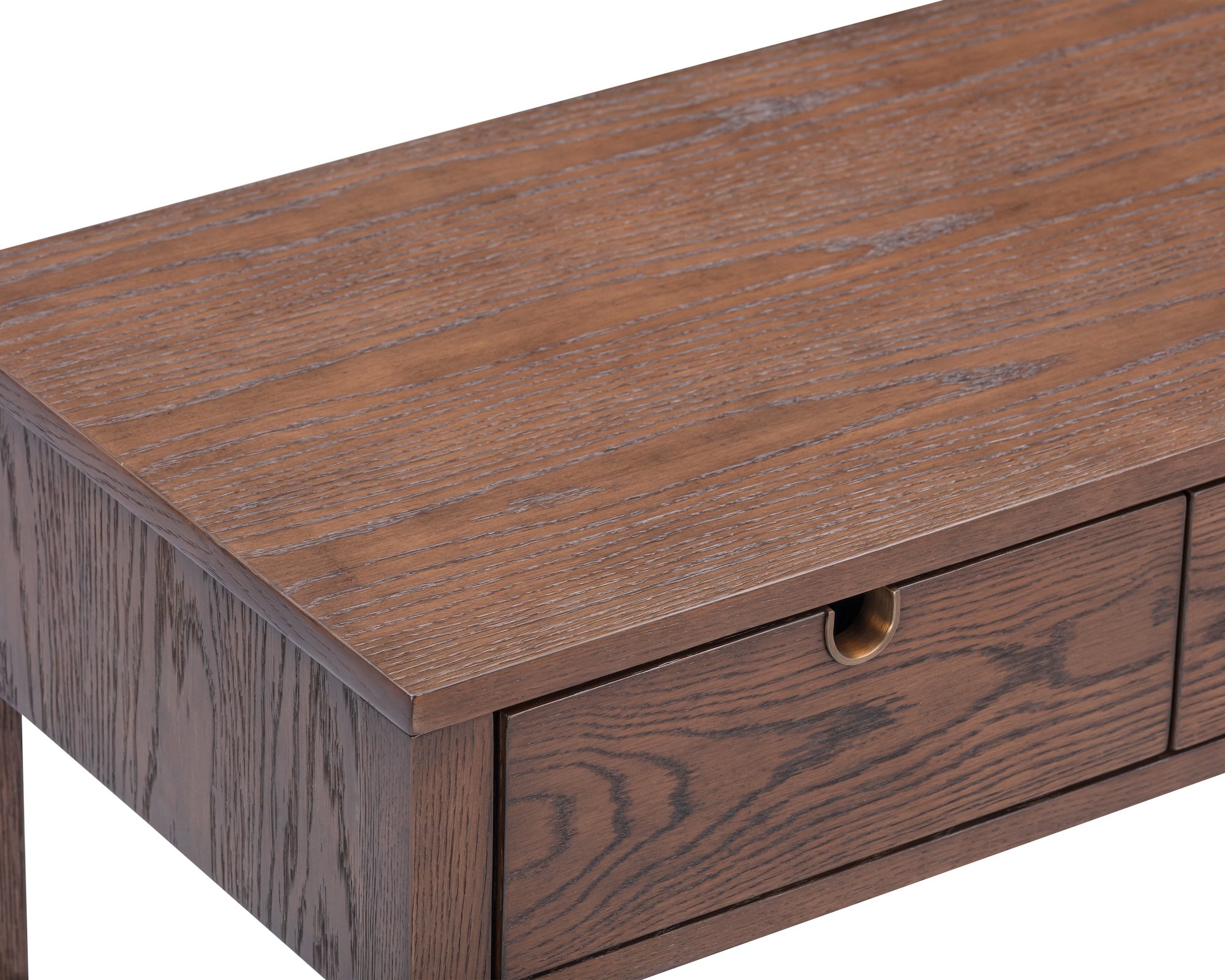 Alcudia Dressing Table - Dark Brown Oak/Antique Brass