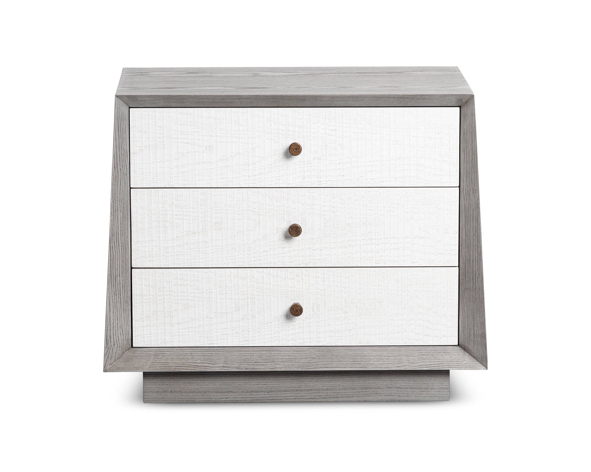 Otilia Bedside Table  -  Silver Grey & White Saw Cut Finish
