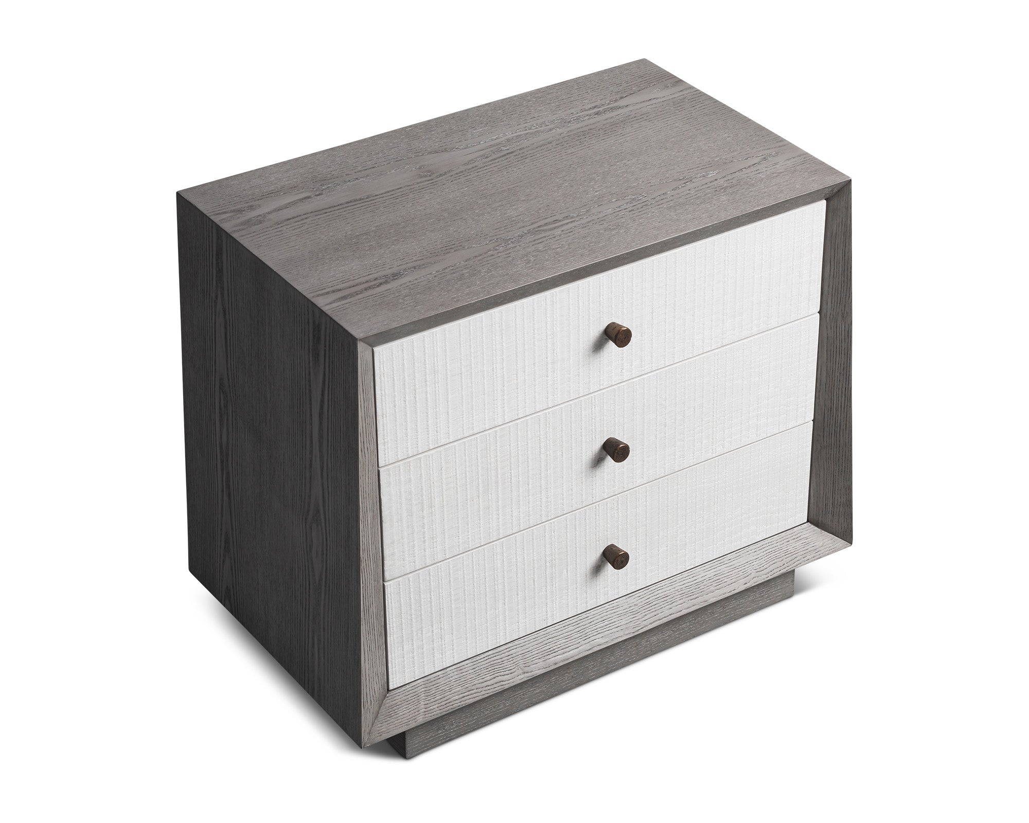 Otilia Bedside Table  -  Silver Grey & White Saw Cut Finish