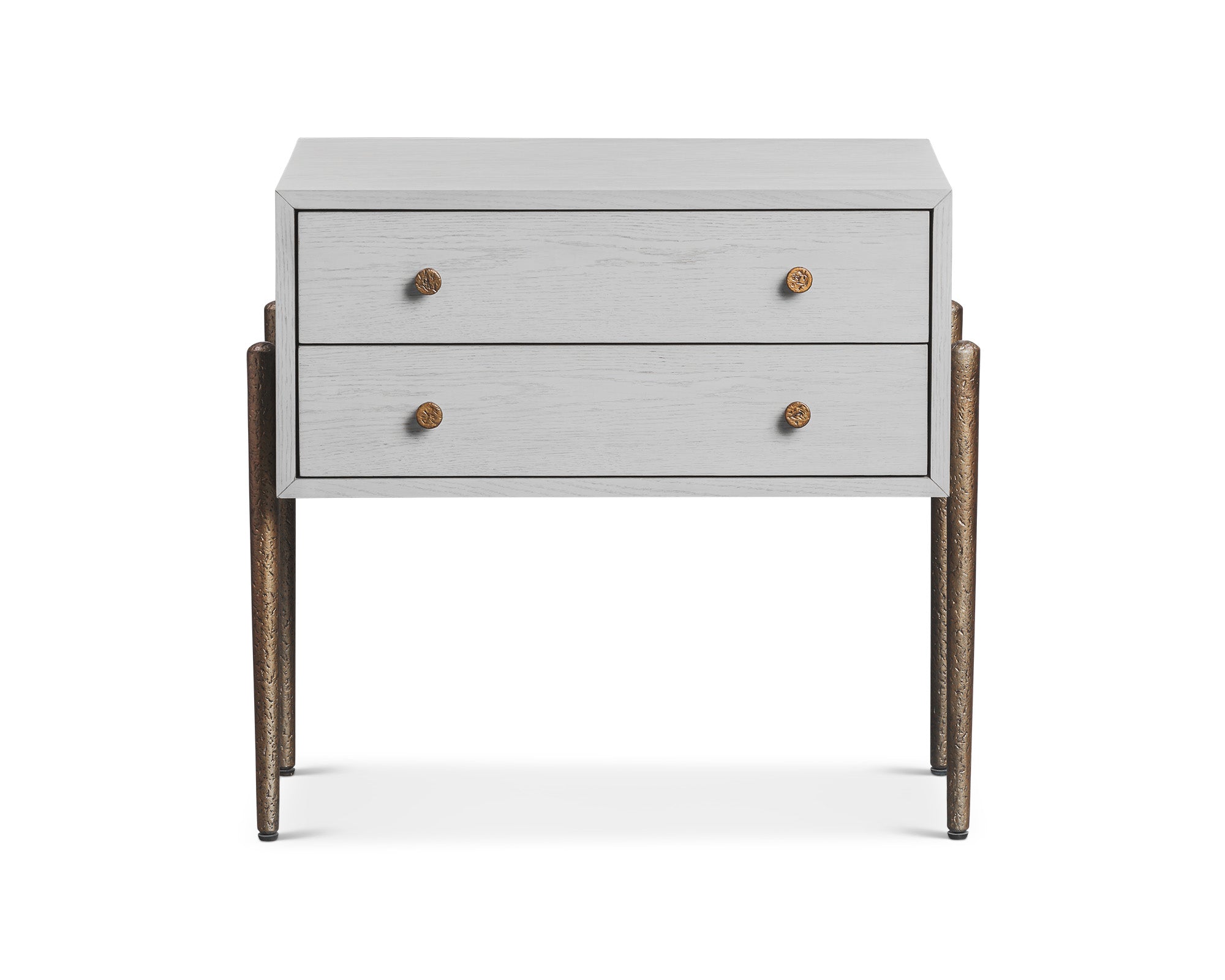 Nella Bedside Table  -  London Fog & Hammered Dark Bronze