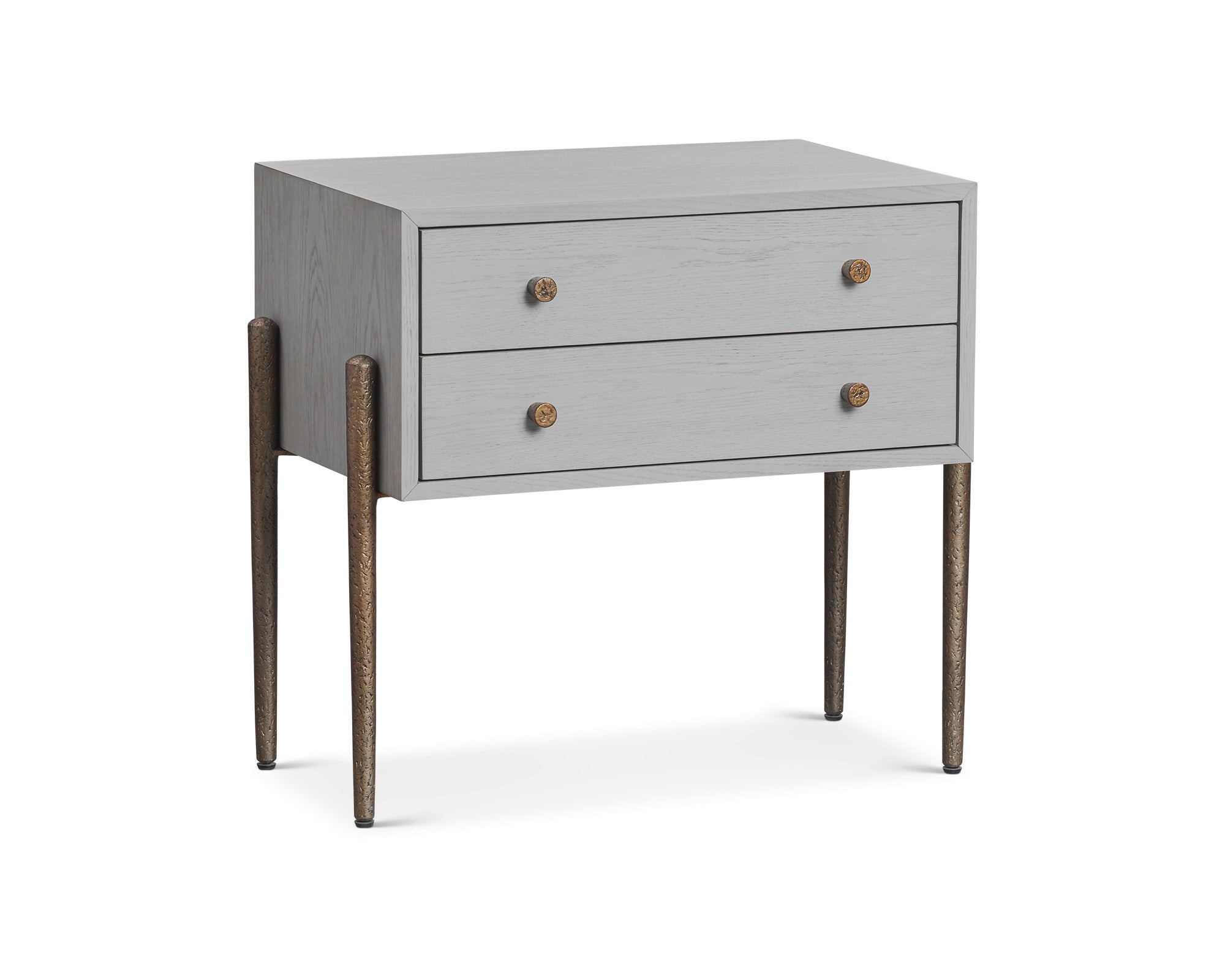 Nella Bedside Table  -  London Fog & Hammered Dark Bronze