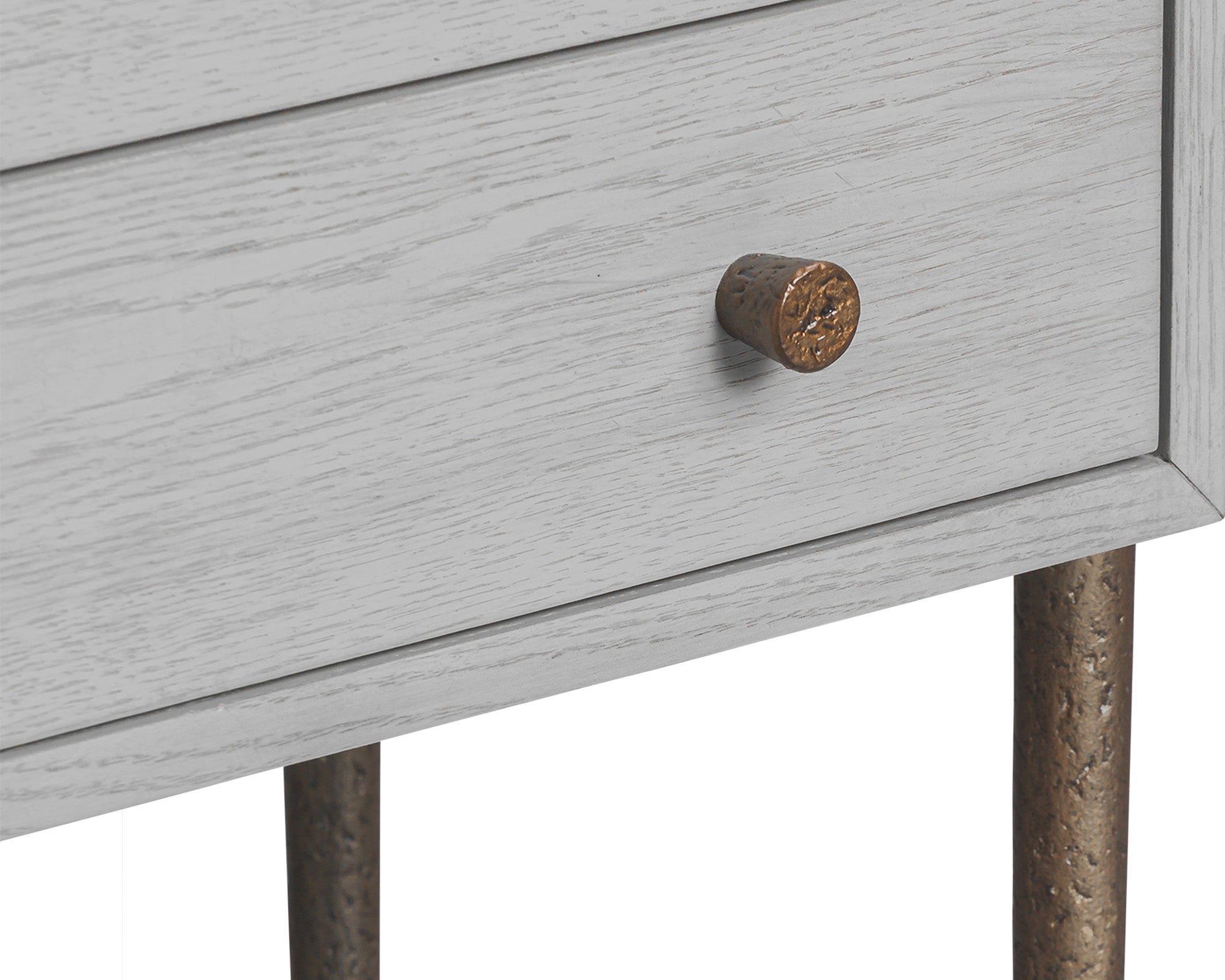 Nella Bedside Table  -  London Fog & Hammered Dark Bronze