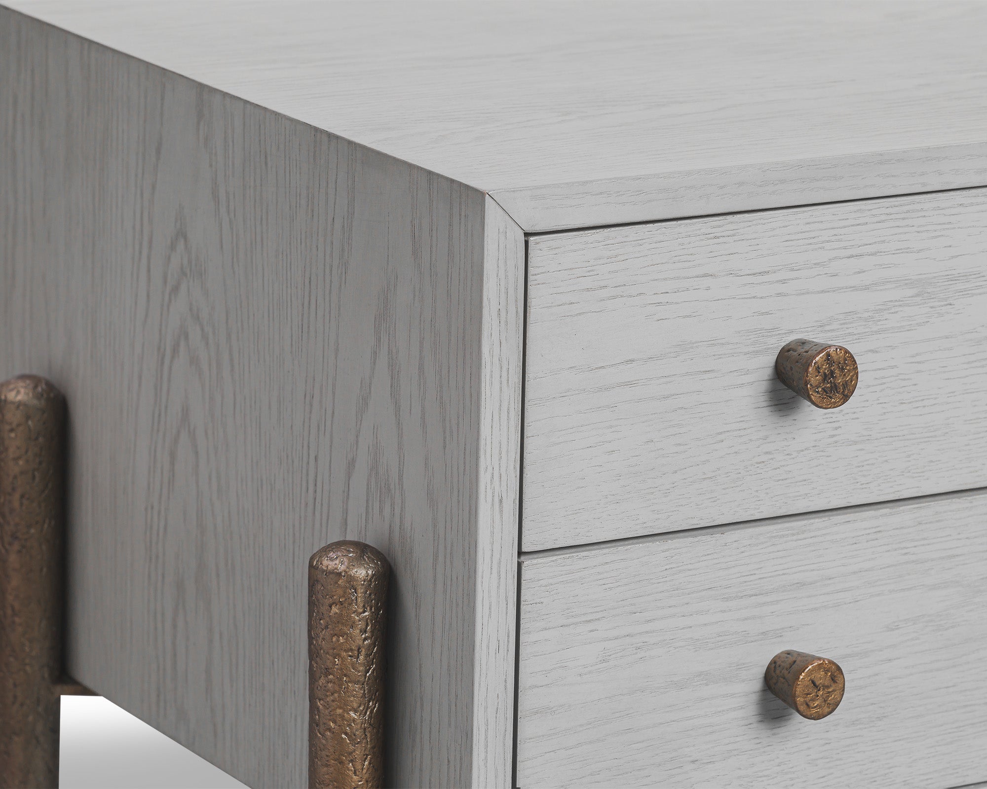 Nella Bedside Table  -  London Fog & Hammered Dark Bronze