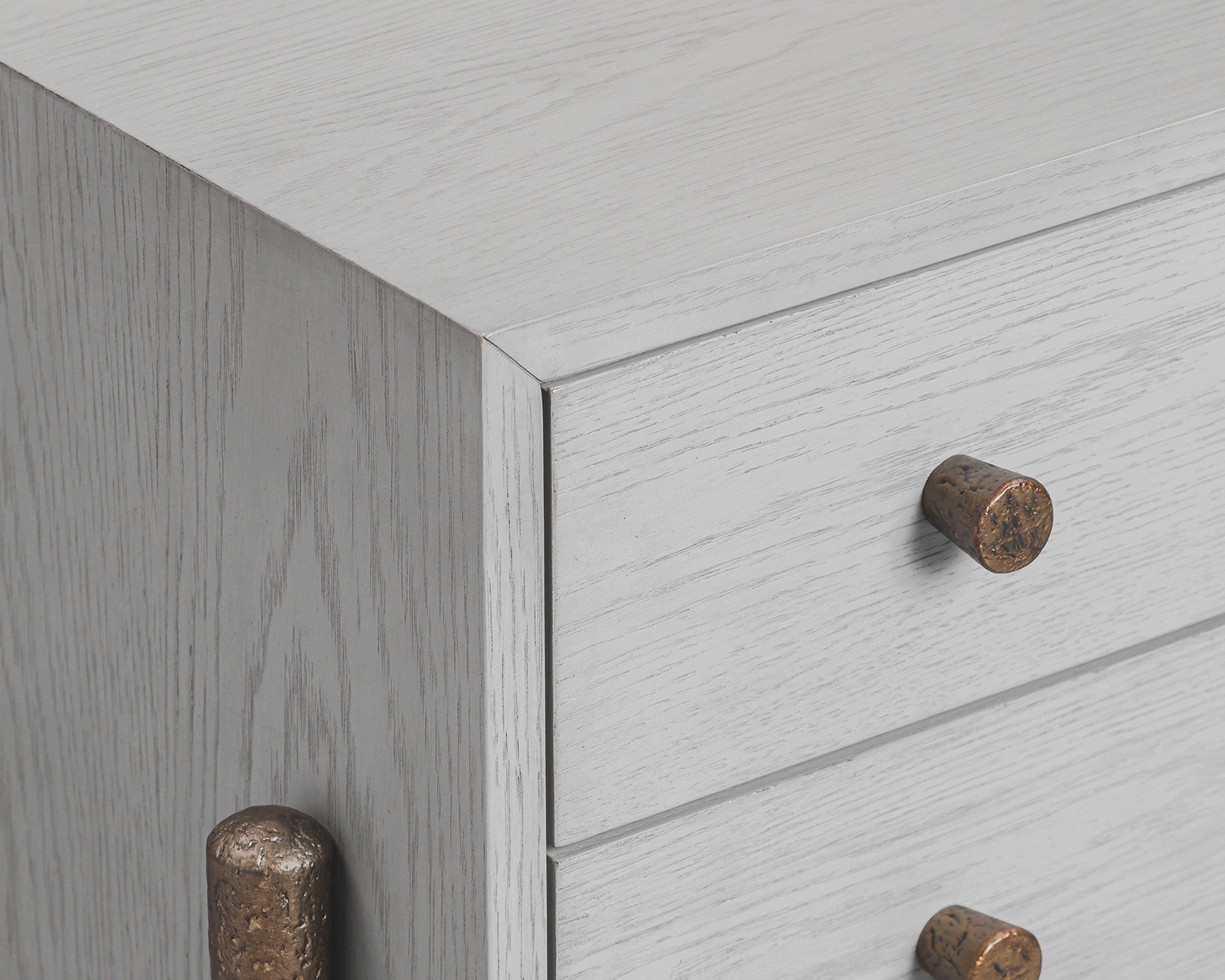 Nella Bedside Table  -  London Fog & Hammered Dark Bronze