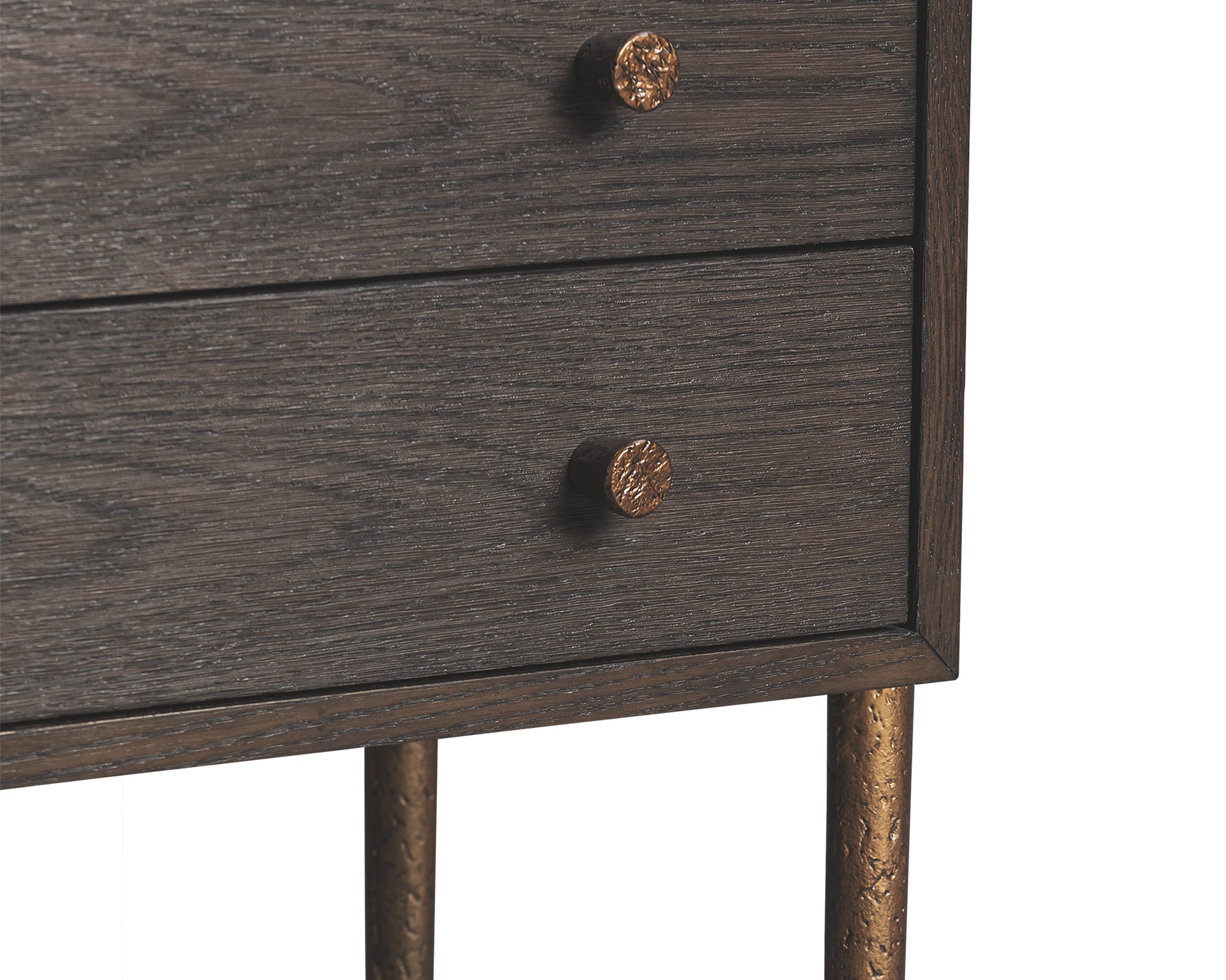 Nella Bedside Table  -  Dark Brushed Brown & Hammered Dark Bronze