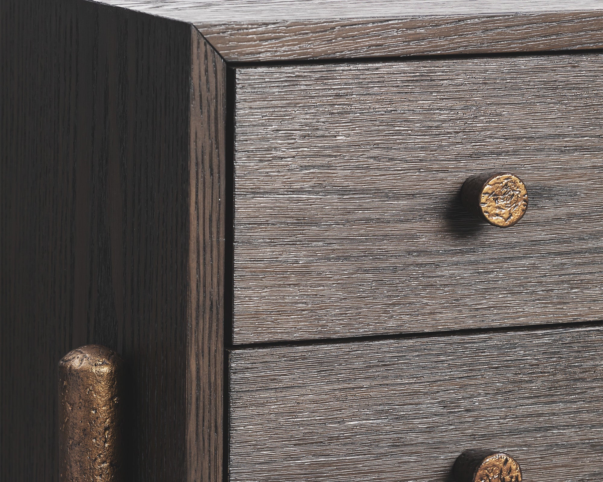 Nella Bedside Table  -  Dark Brushed Brown & Hammered Dark Bronze