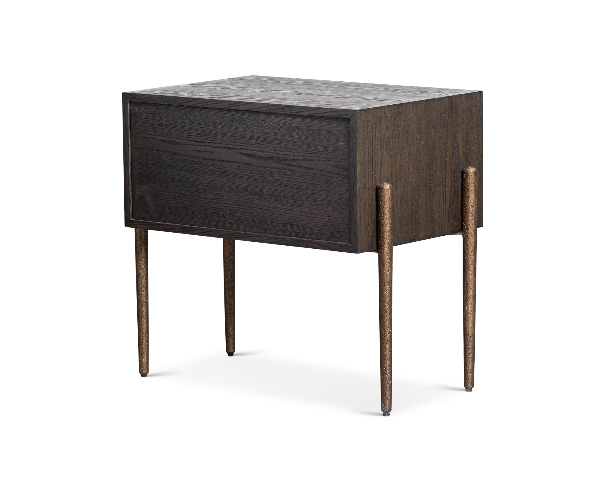Nella Bedside Table  -  Dark Brushed Brown & Hammered Dark Bronze