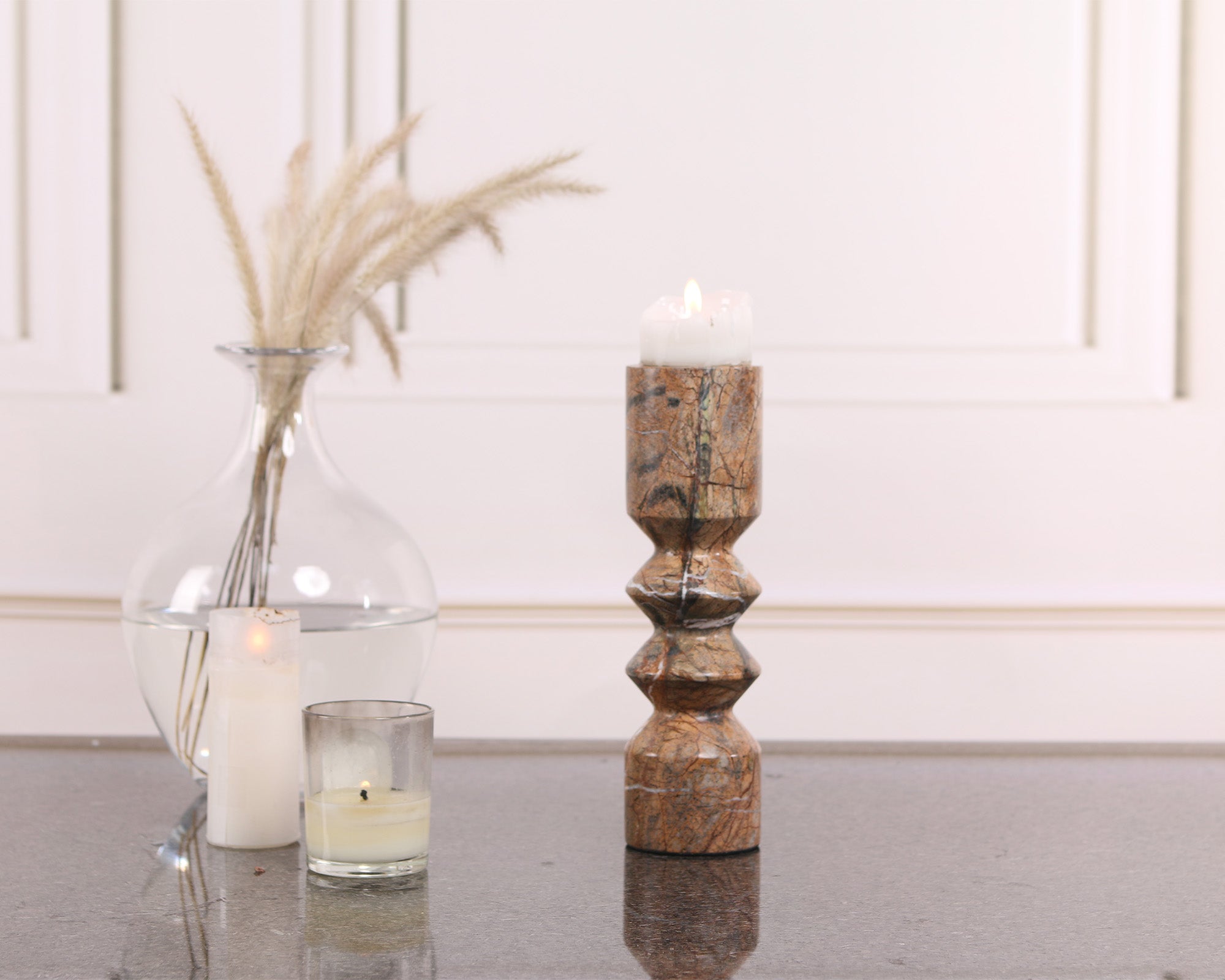 Monorro Marble Candle Holder - Coffee