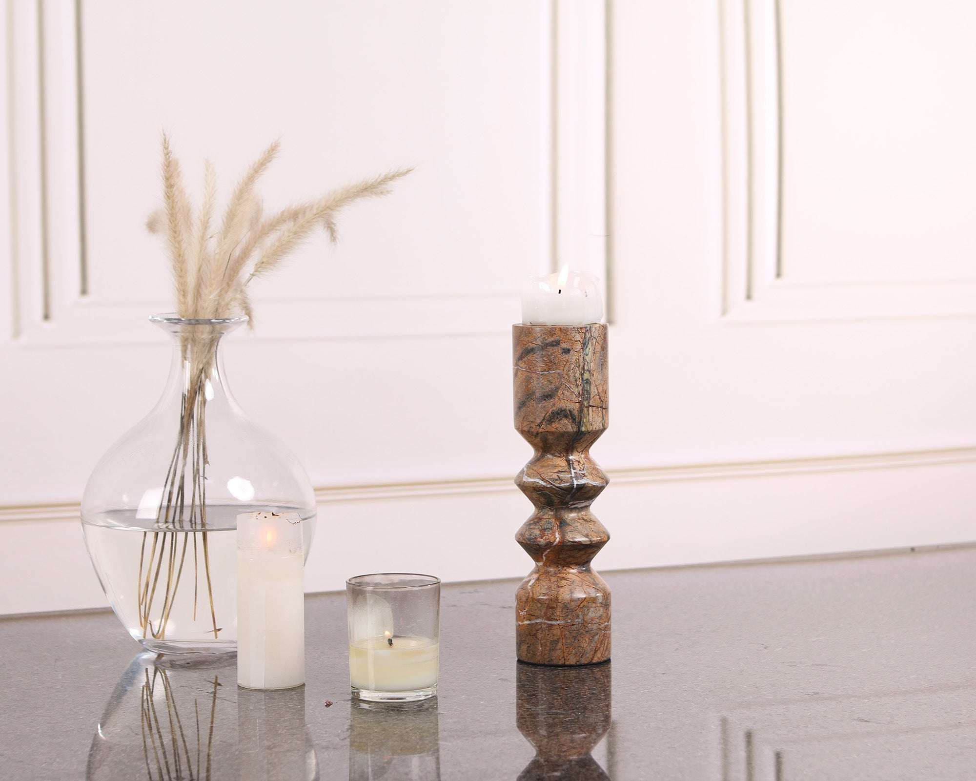 Monorro Marble Candle Holder - Coffee