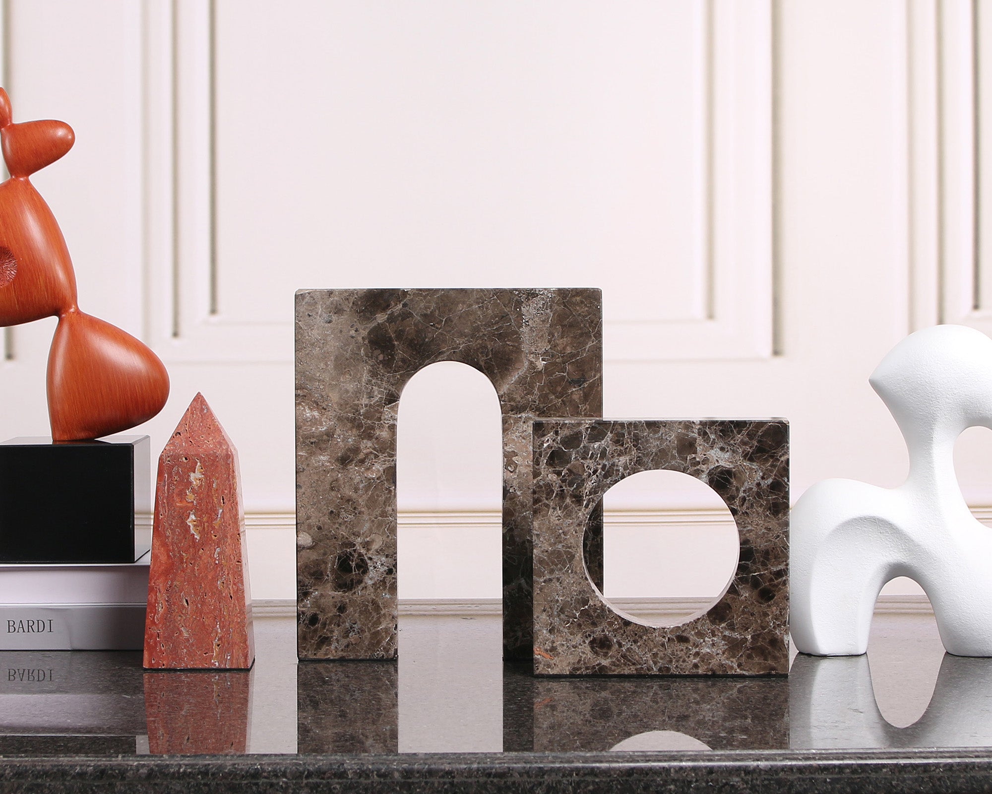 Nafello Large Sculpture - Coffee Marble