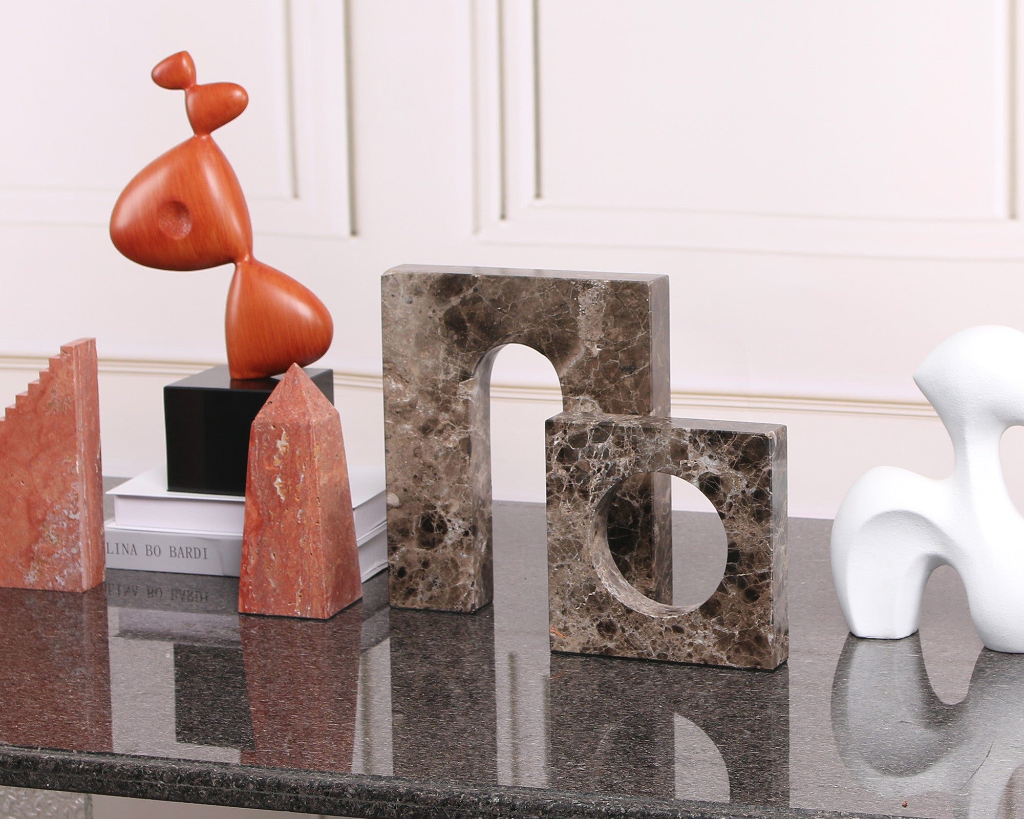 Nafello Large Sculpture - Coffee Marble