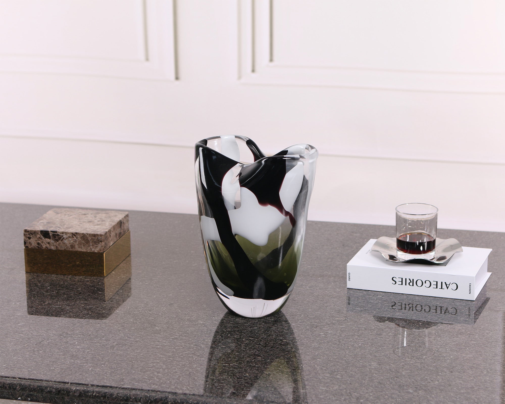 Natasha Glass Vase - Black and Grey