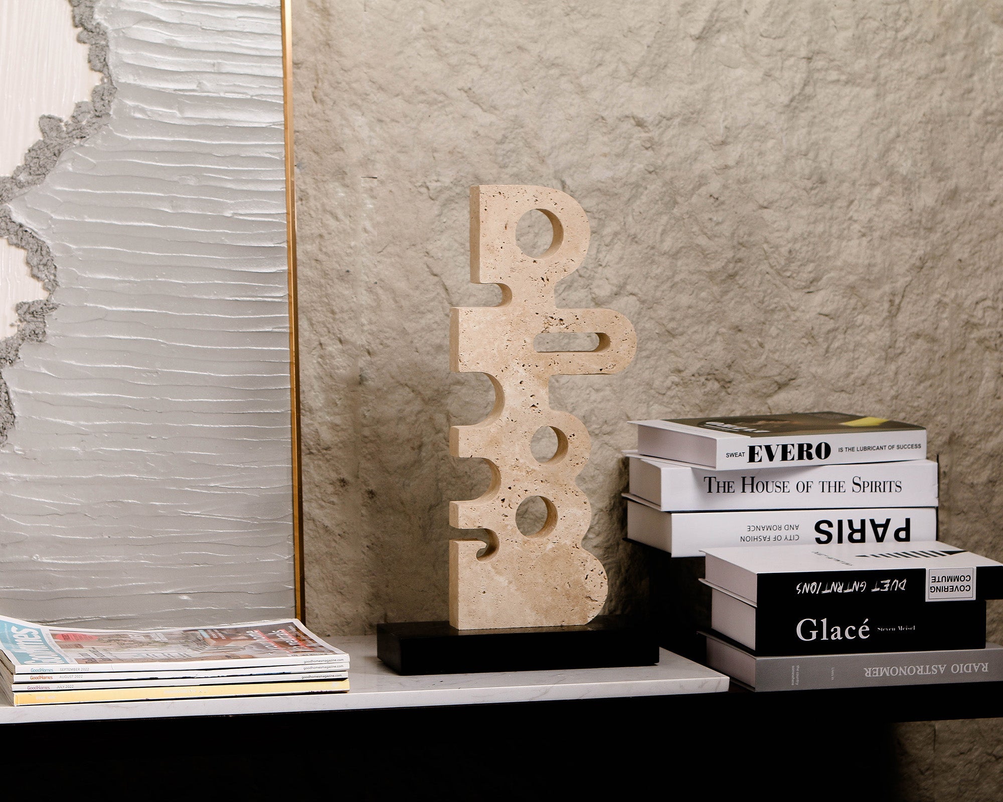 Sculpted Serenity Sculpture - Beige & Black