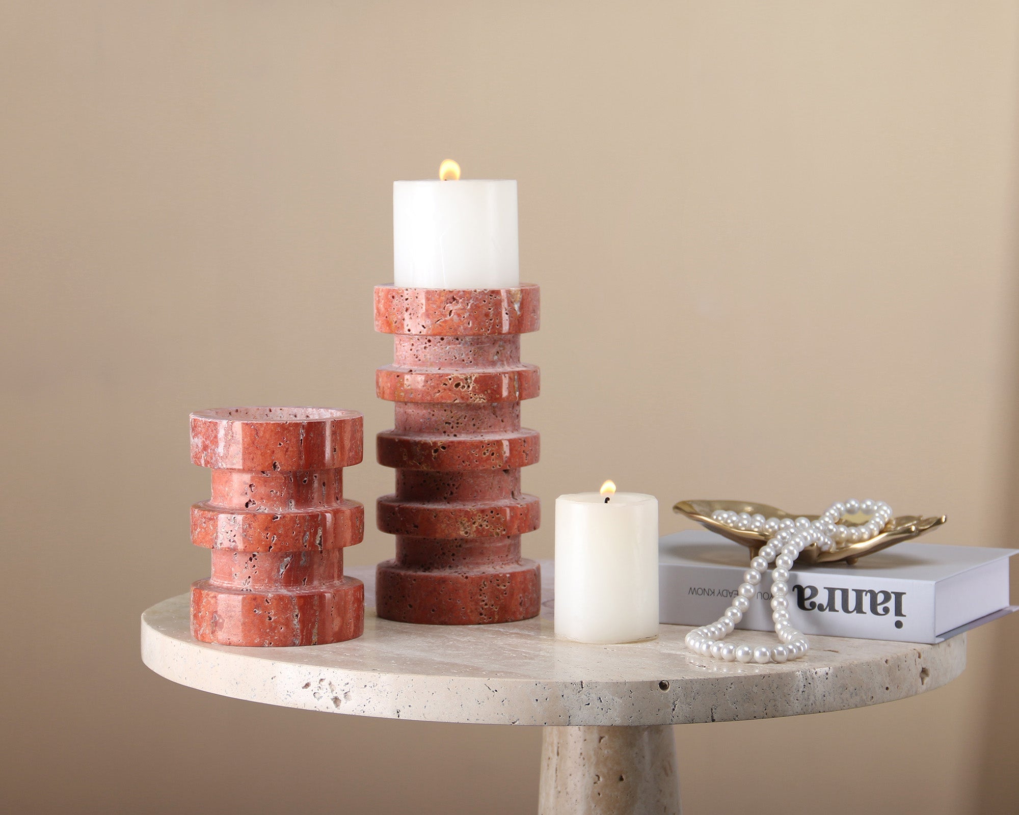 Crimson Rise Small Candle Holder - Red