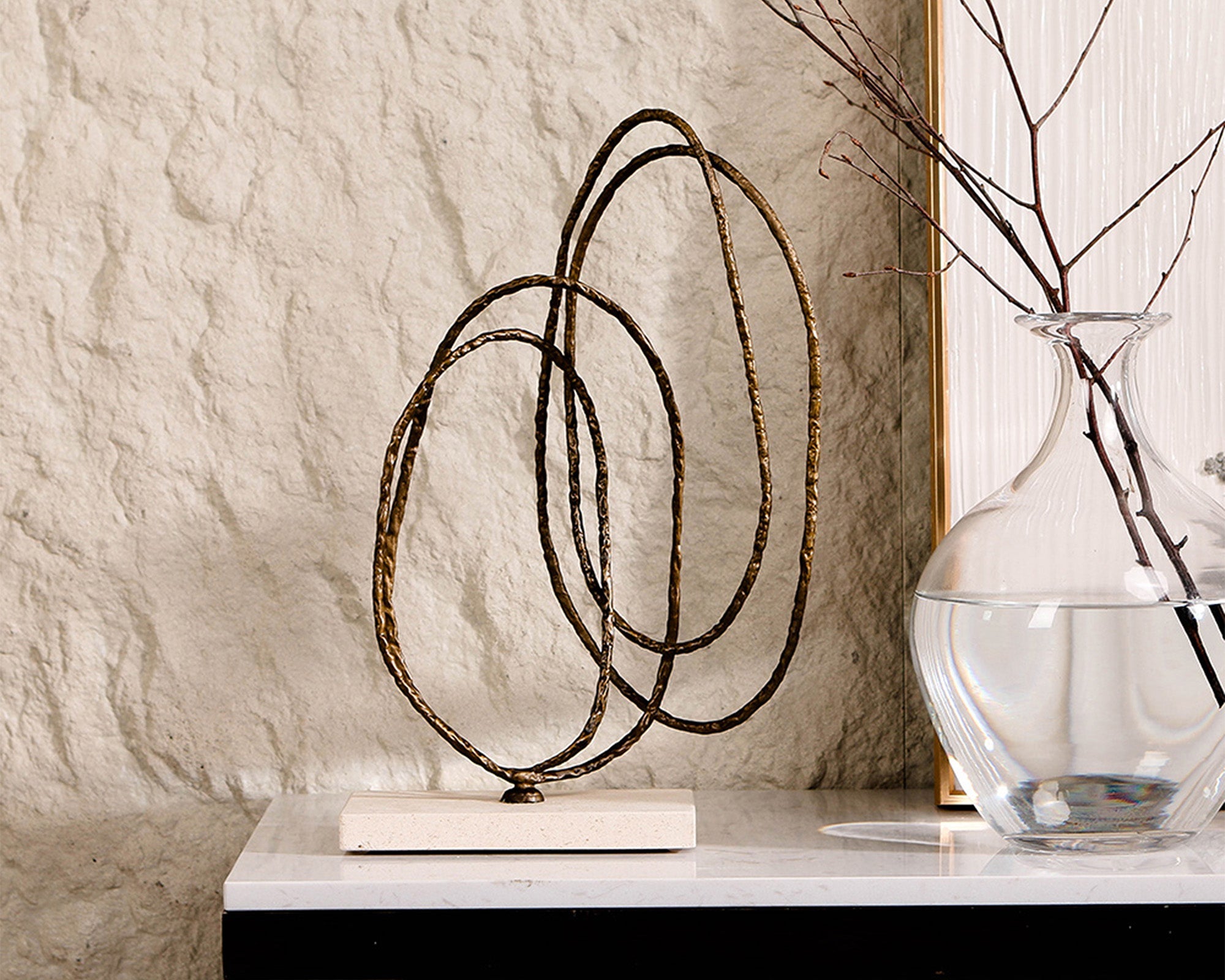Kinetic Harmony Sculpture - Dark Bronze & Beige