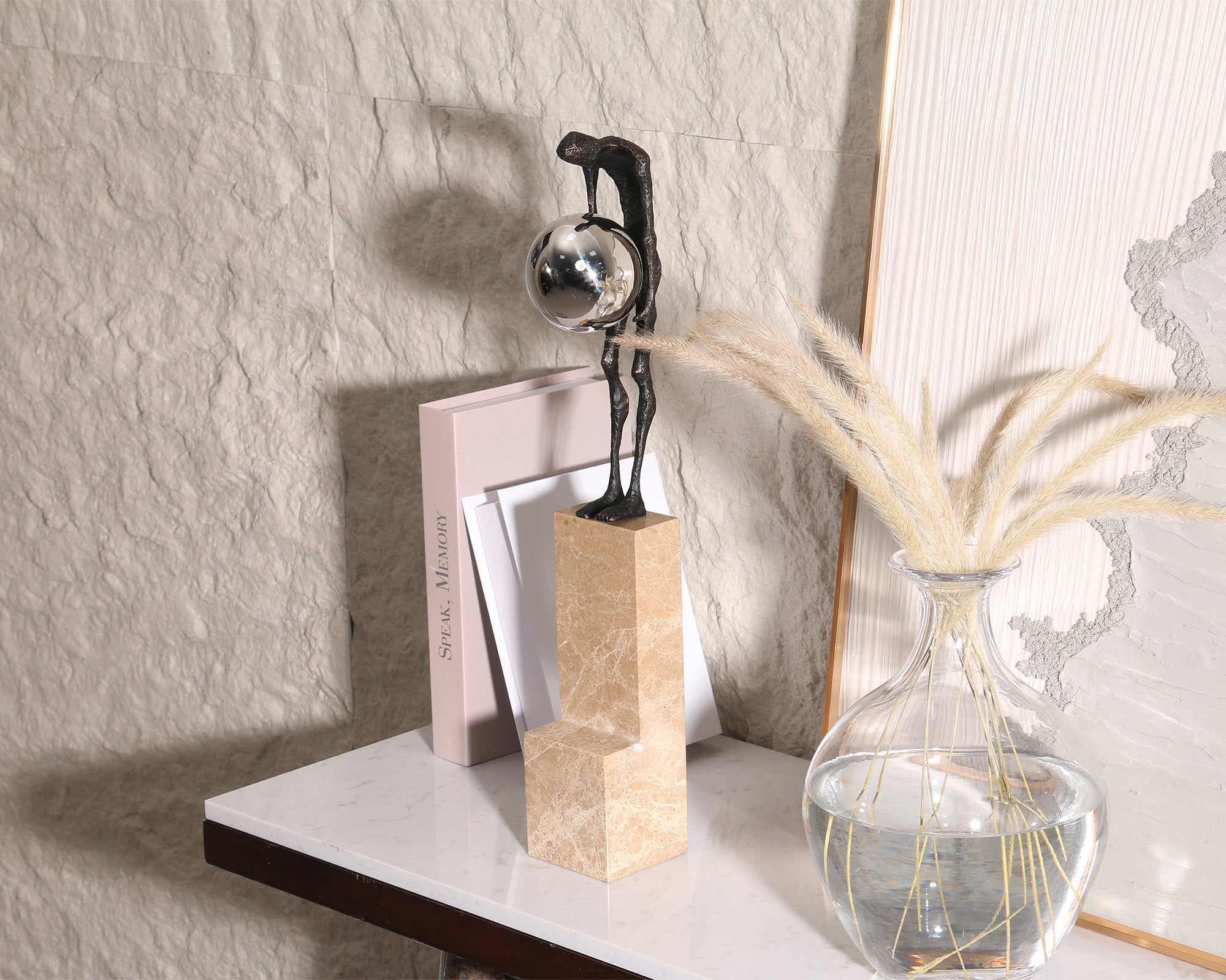 Contemplation Sculpture - Dark Bronze & Light Brown