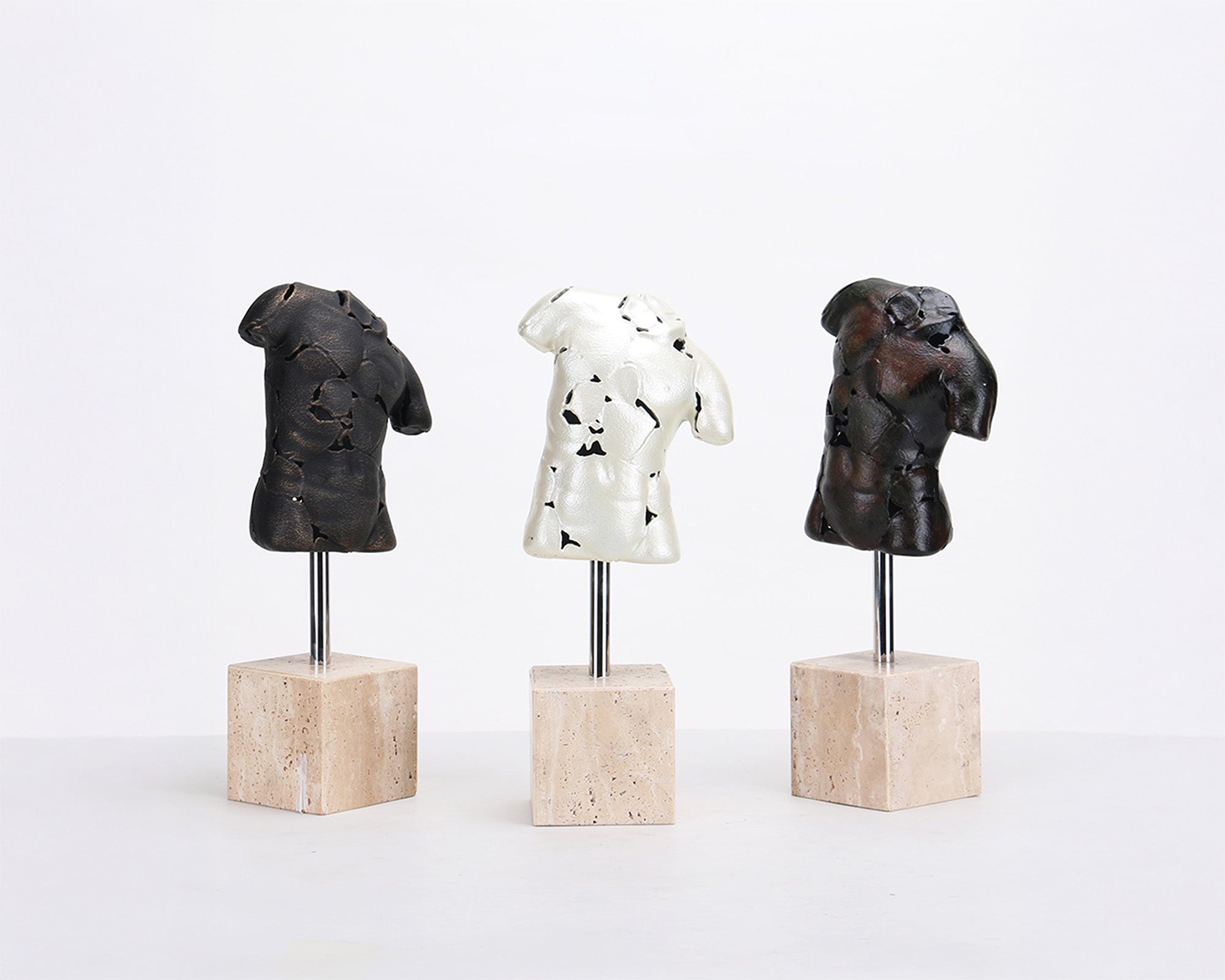 Scarred Elegance Sculpture - Dark Bronze & Beige