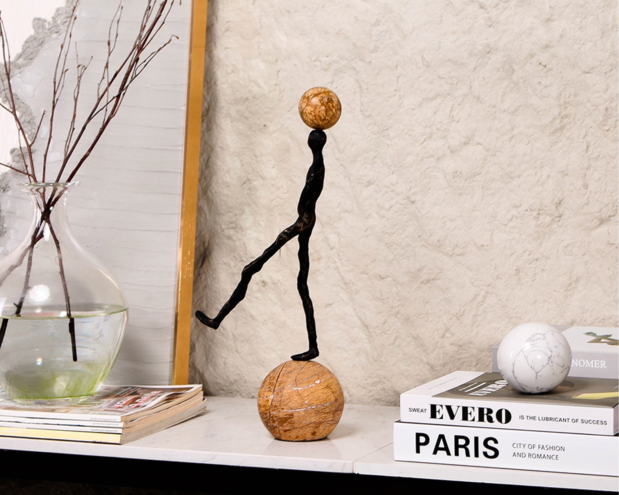 Motus Sculpture - Dark Bronze/Marble