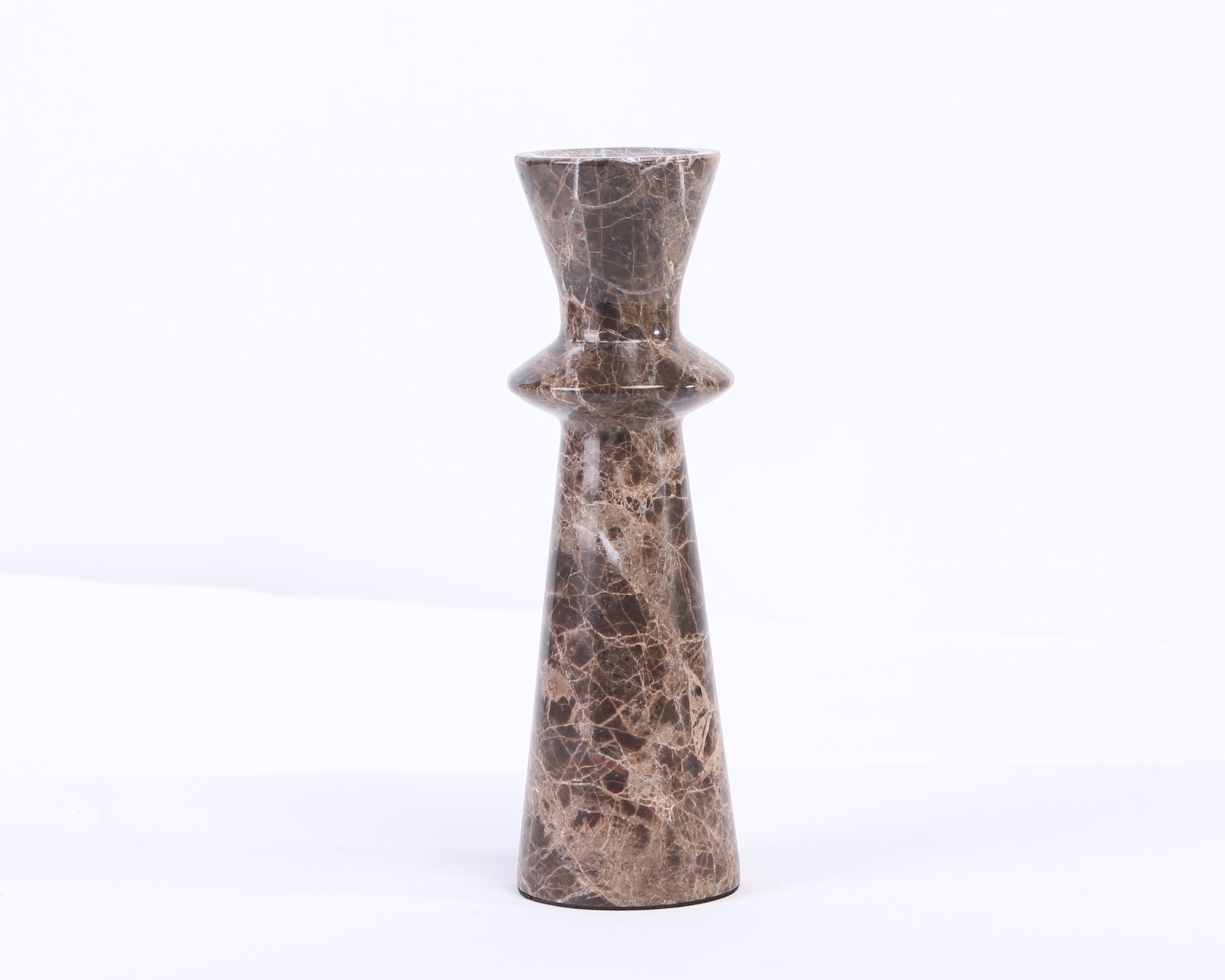 Melora Candle Holder - Dark Brown Marble
