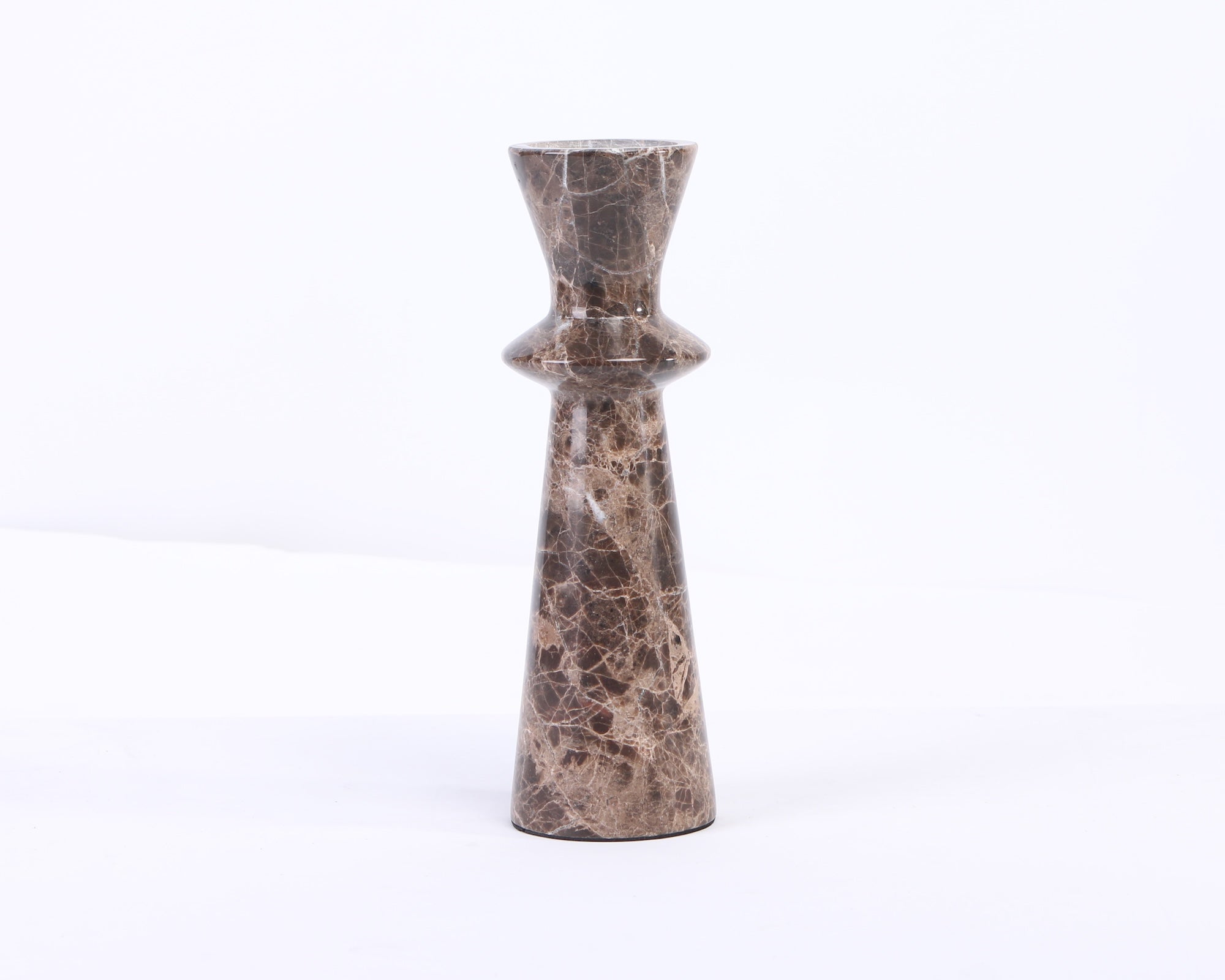 Melora Candle Holder - Dark Brown Marble