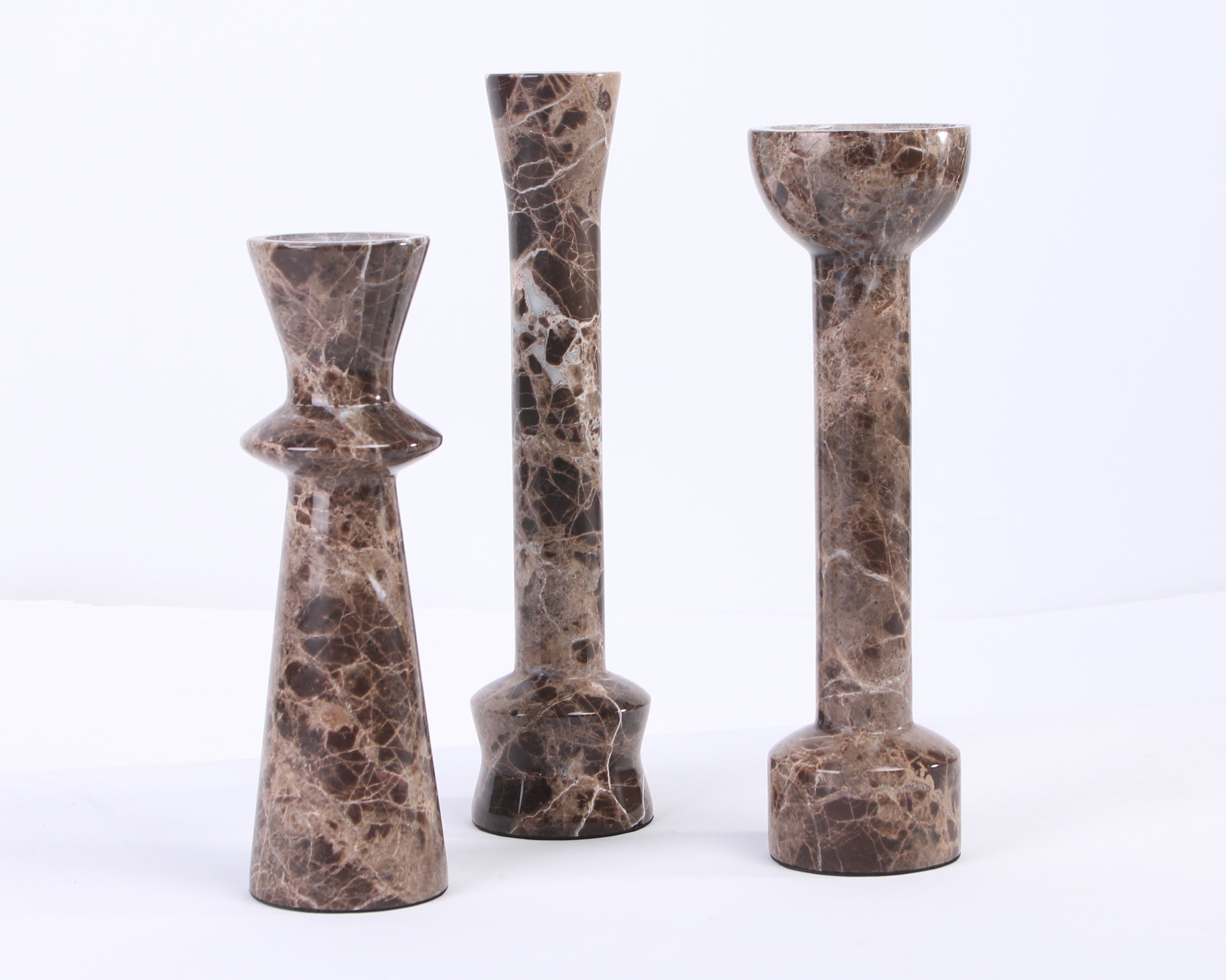 Melora Candle Holder - Dark Brown Marble