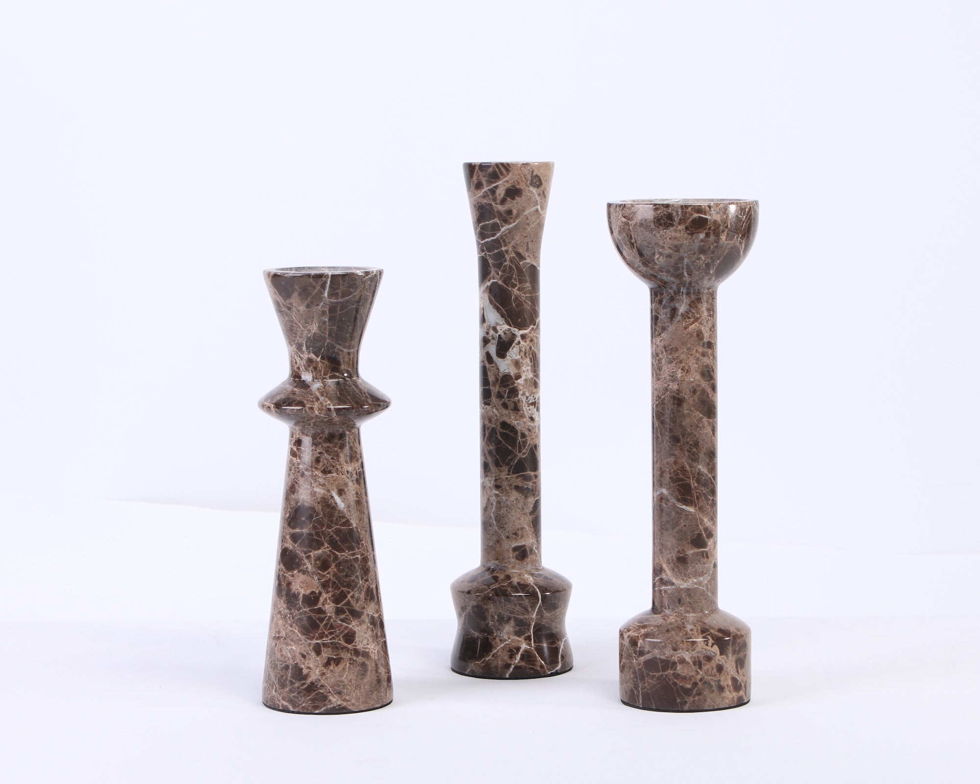 Melora Candle Holder - Dark Brown Marble