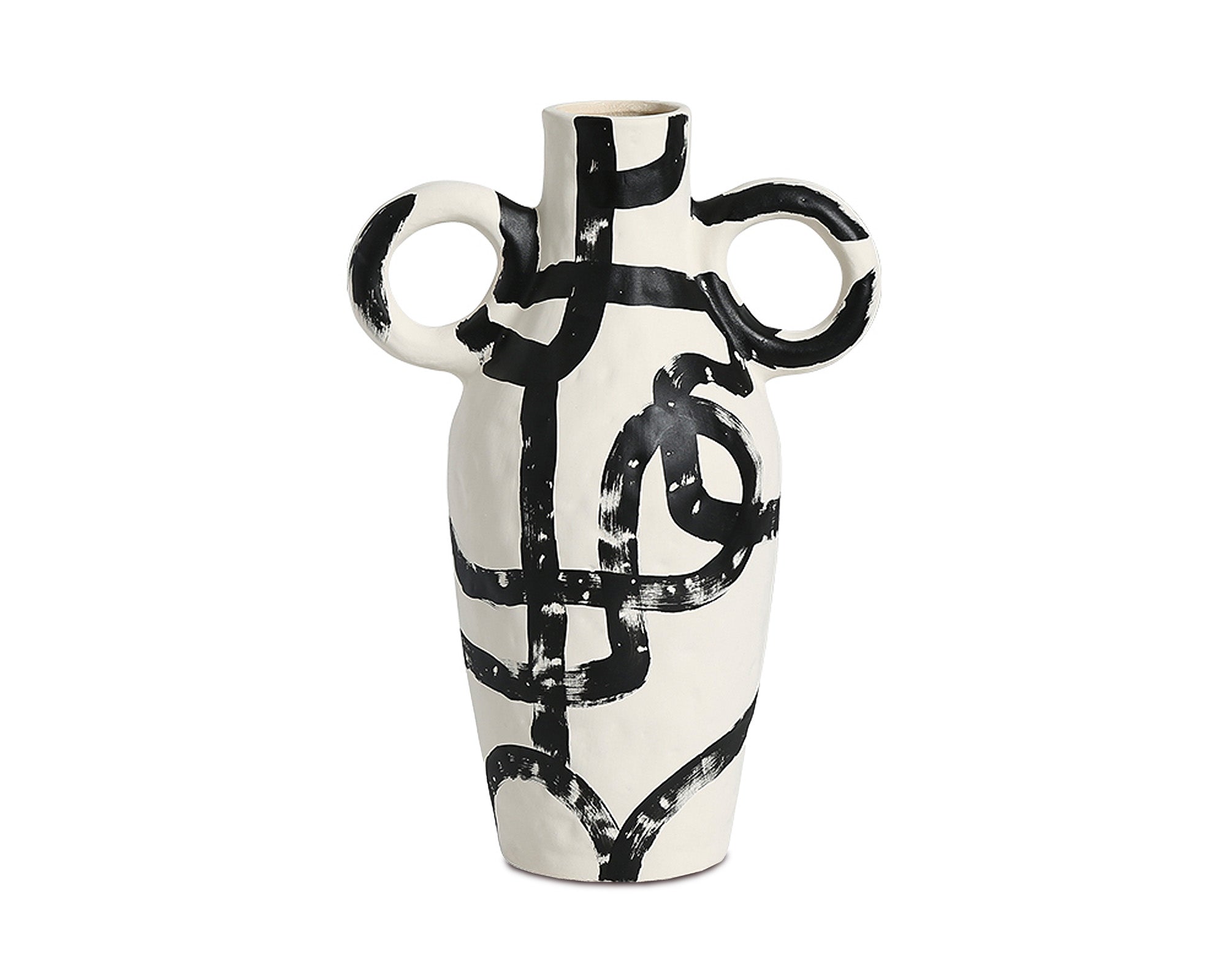 Yang Vase - White and Black Ceramic