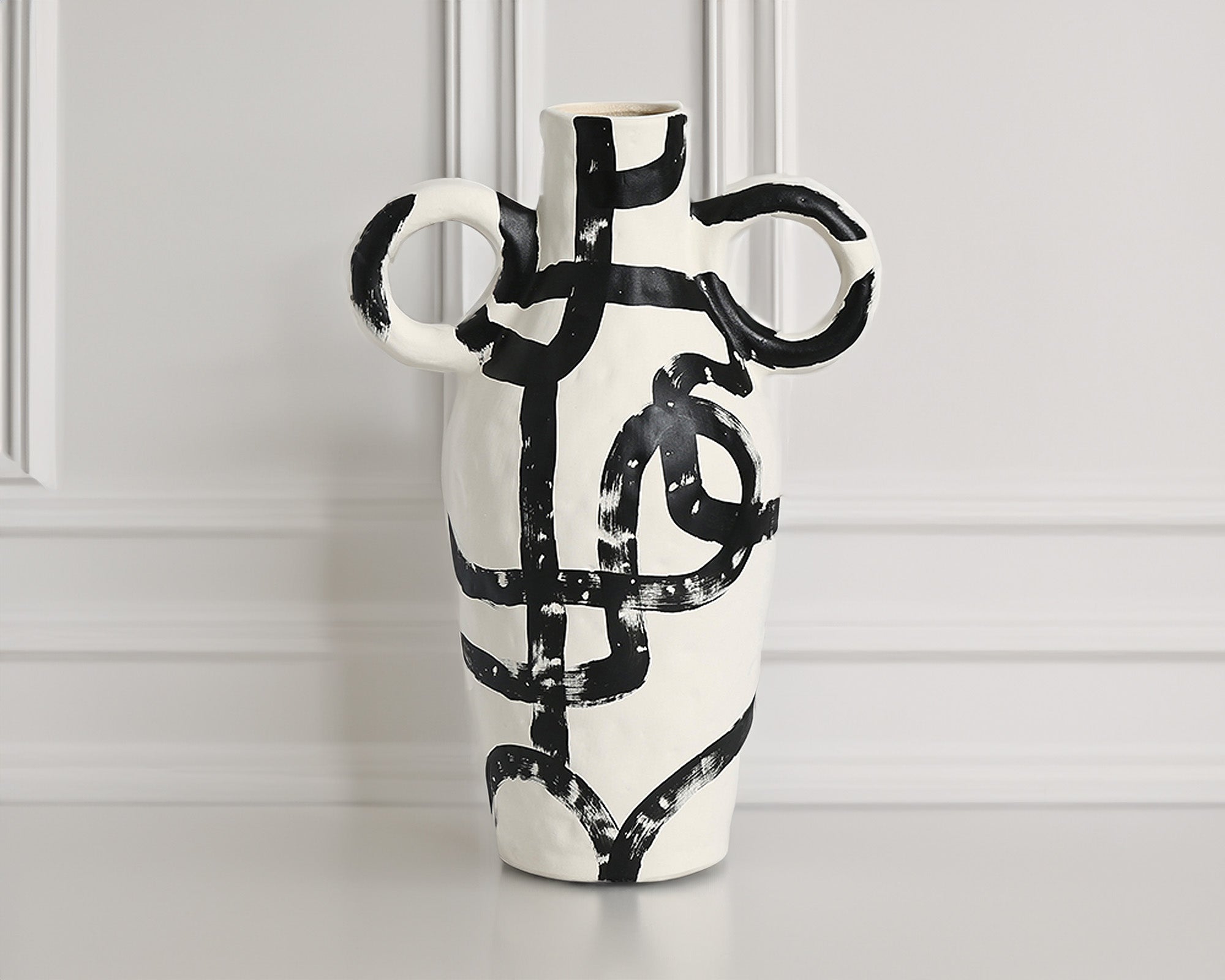 Yang Vase - White and Black Ceramic